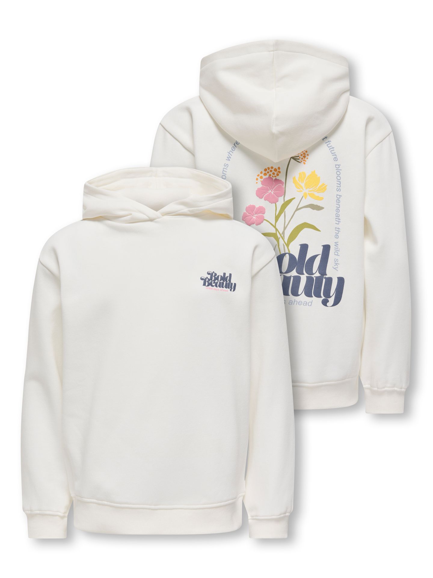 Only KOGHOLLYLIFE L/S PRINTED HOODIE SWT Egret/Beauty 2900158456019