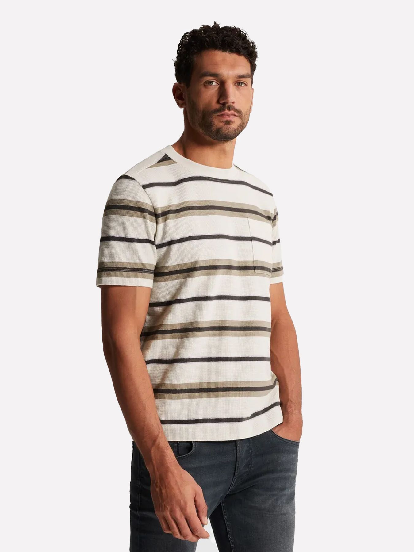 Cast Iron Short sleeve r-neck regular fit st White Onyx 00114225-7178