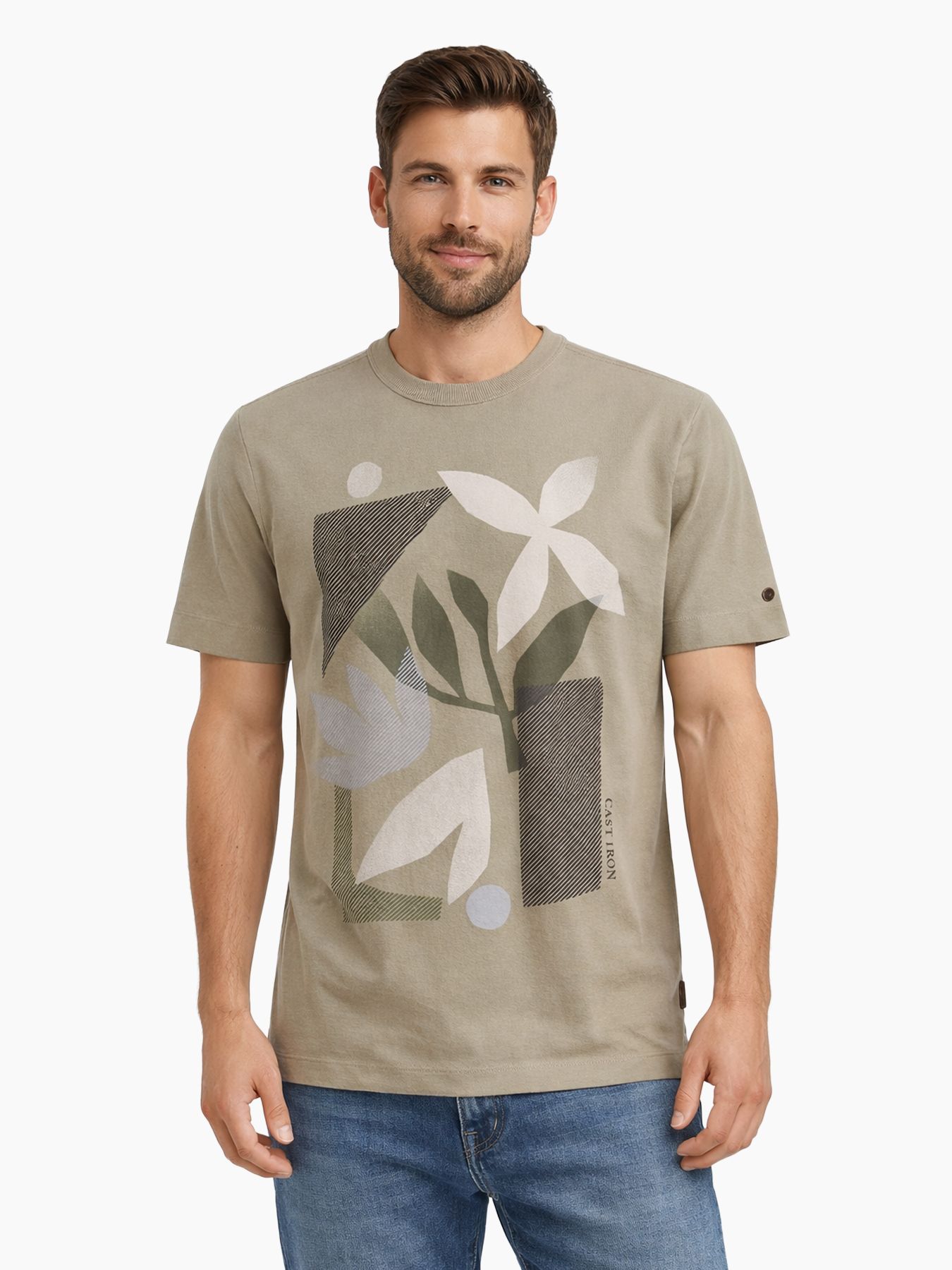 Cast Iron Short sleeve r-neck regular fit tw Dried Sage 00114226-6478