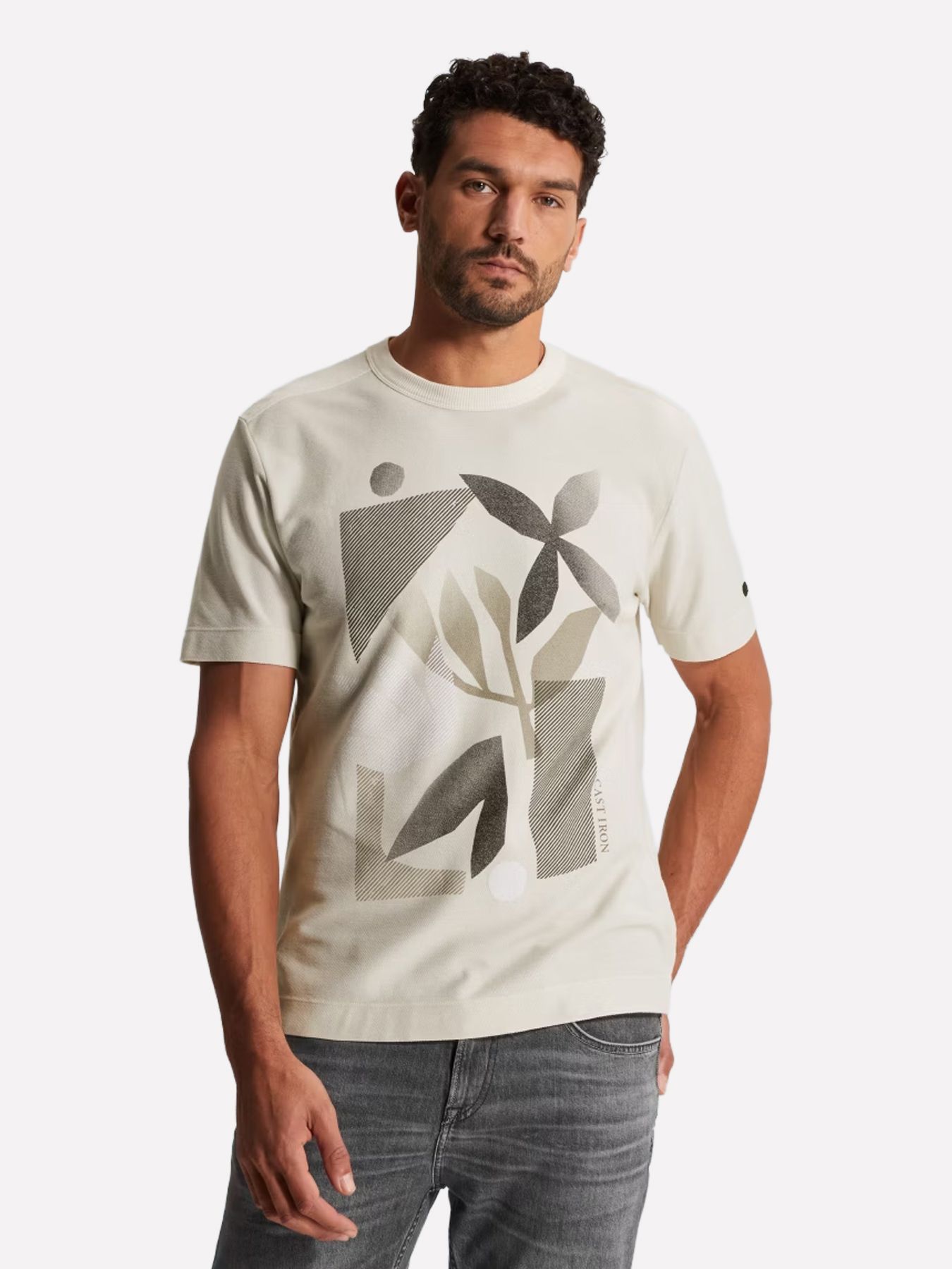 Cast Iron Short sleeve r-neck regular fit tw White Onyx 00114226-7178