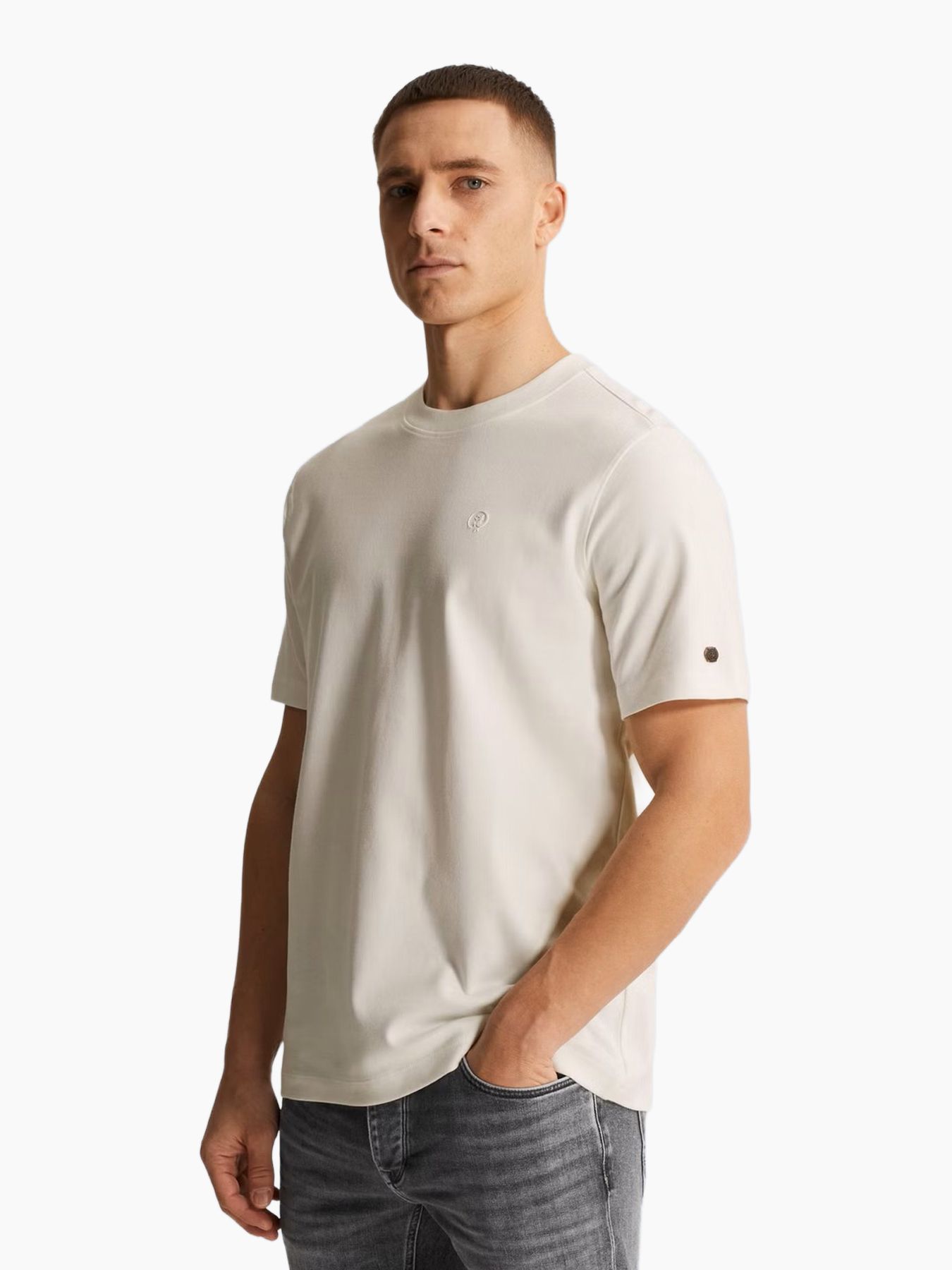 Cast Iron Short sleeve r-neck regular fit in Snow White 2900158480014