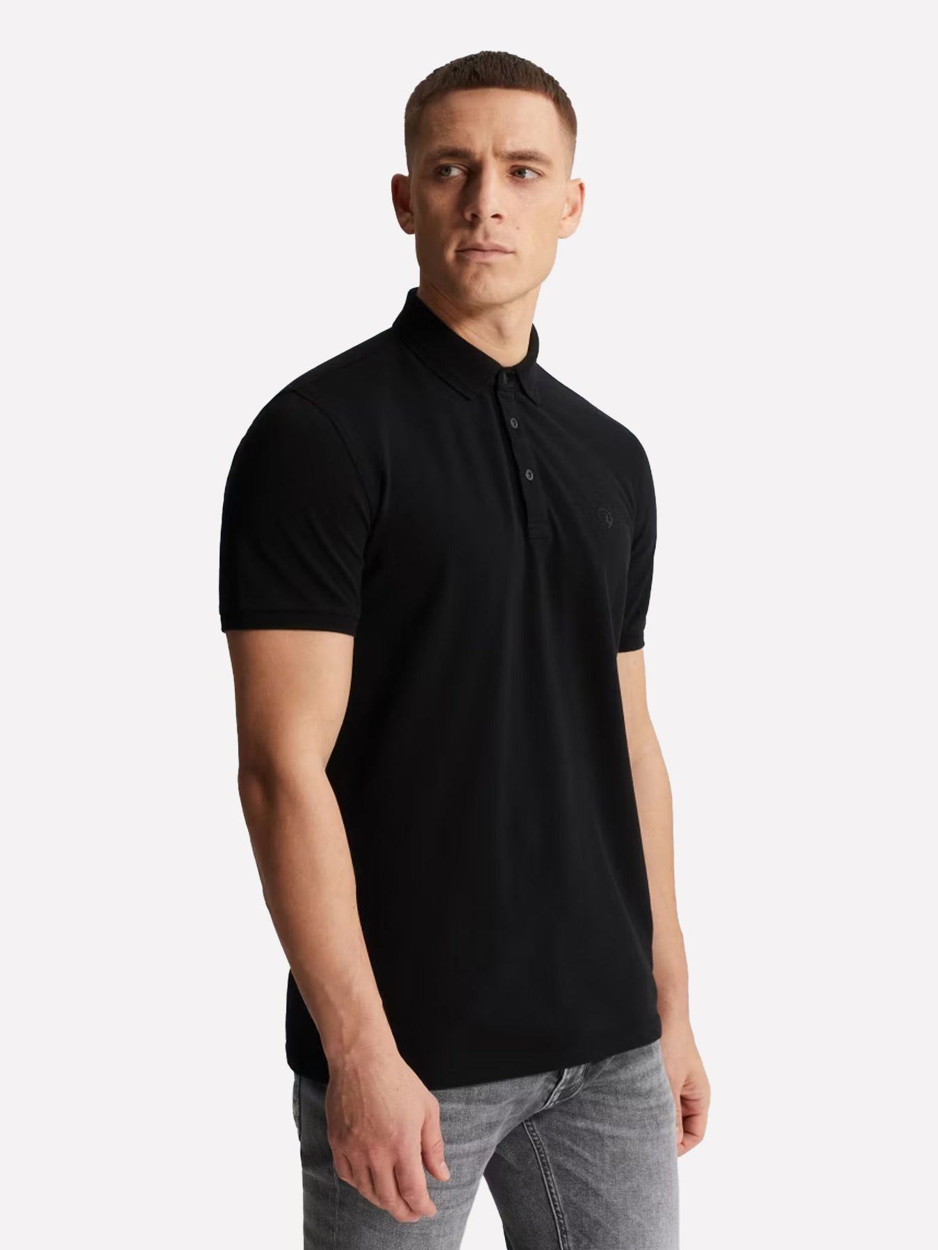 Cast Iron Short sleeve polo slim fit fine pi Black 00114231-999