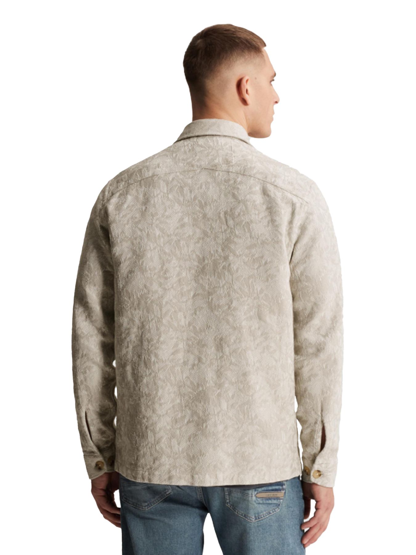 Cast Iron LONG SLEEVE SHIRT Jacquard 2 tone White Onyx 2900158489024