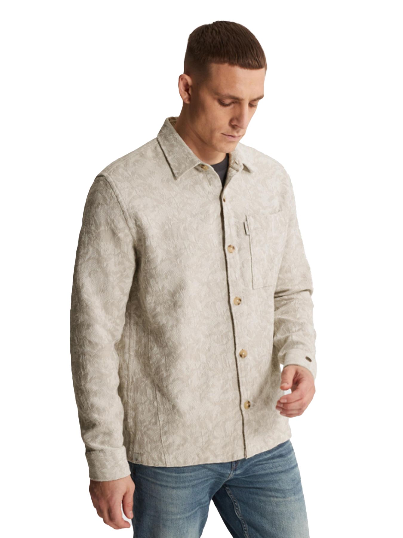 Cast Iron LONG SLEEVE SHIRT Jacquard 2 tone White Onyx 2900158489024