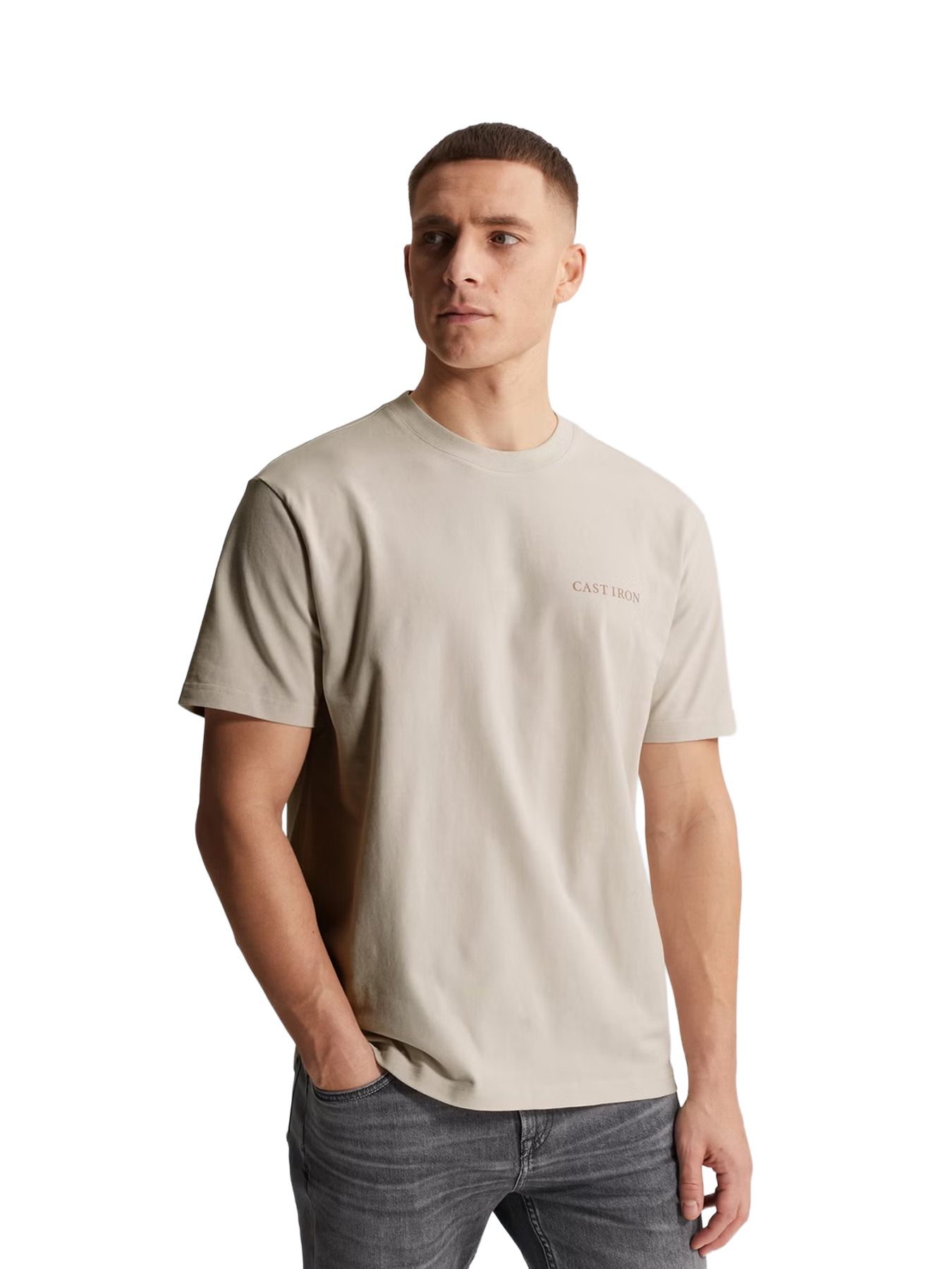 Cast Iron Short sleeve r-neck relaxed fit pe White Onyx 00114237-7178