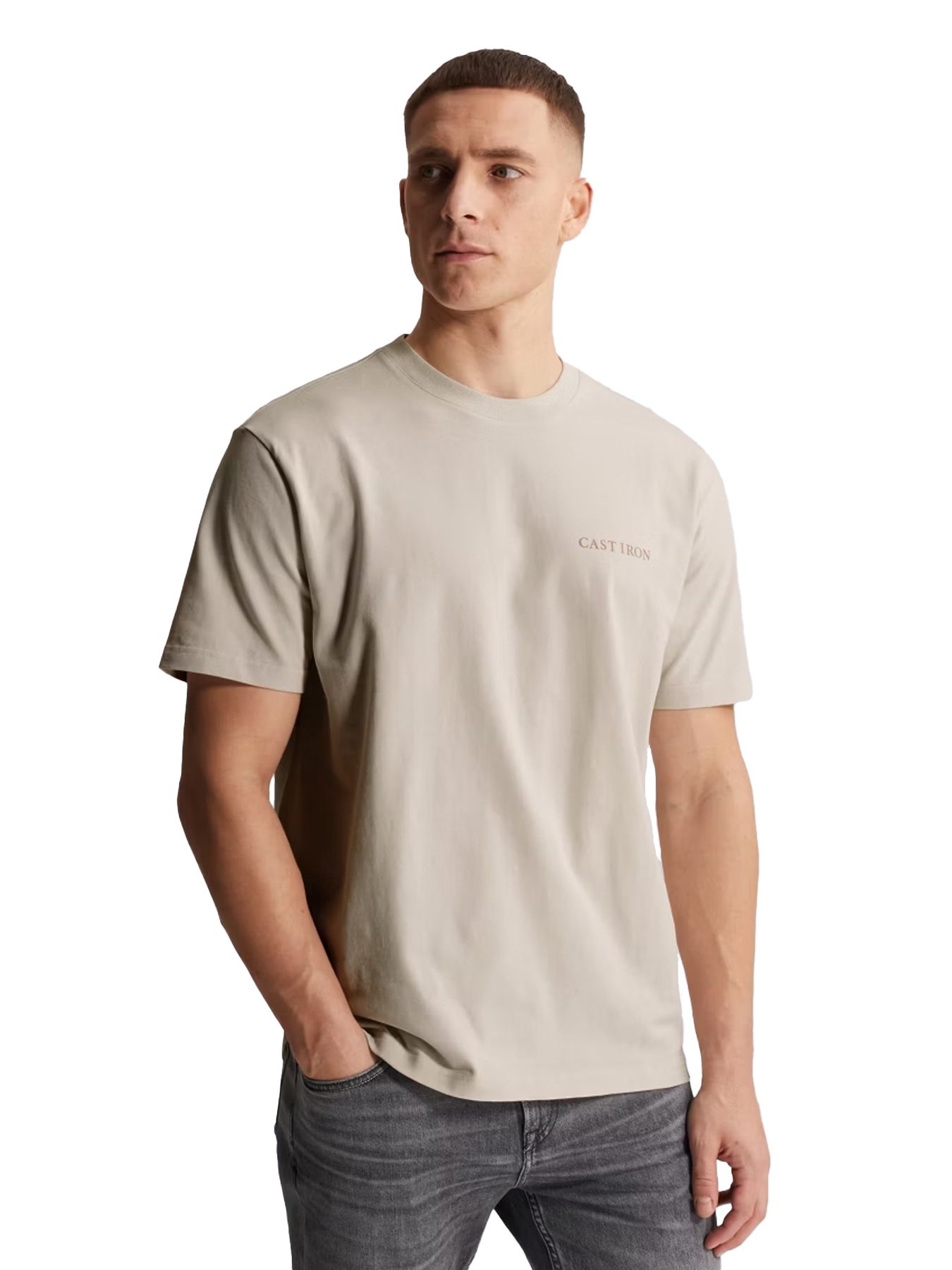 Cast Iron Short sleeve r-neck relaxed fit pe White Onyx 00114237-7178