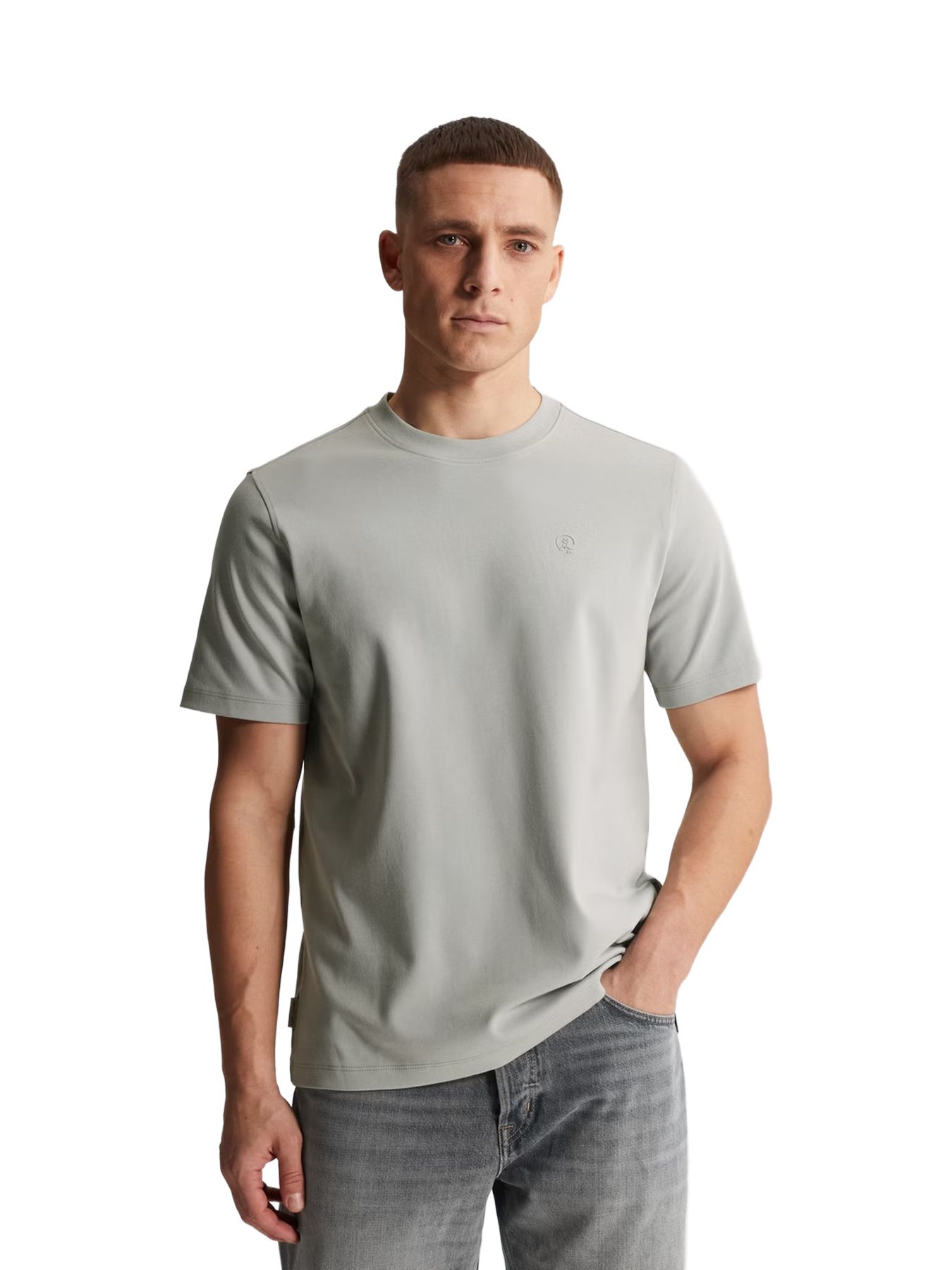 Cast Iron Short sleeve r-neck regular fit in Belgain Block 00114238-9105
