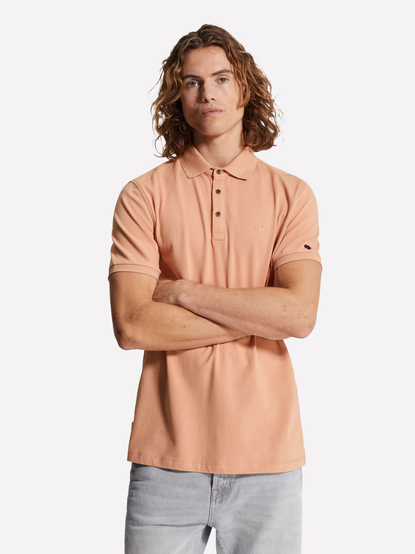 Cast Iron Short sleeve polo slim fit fine pi Cafe Creme 00114239-3018