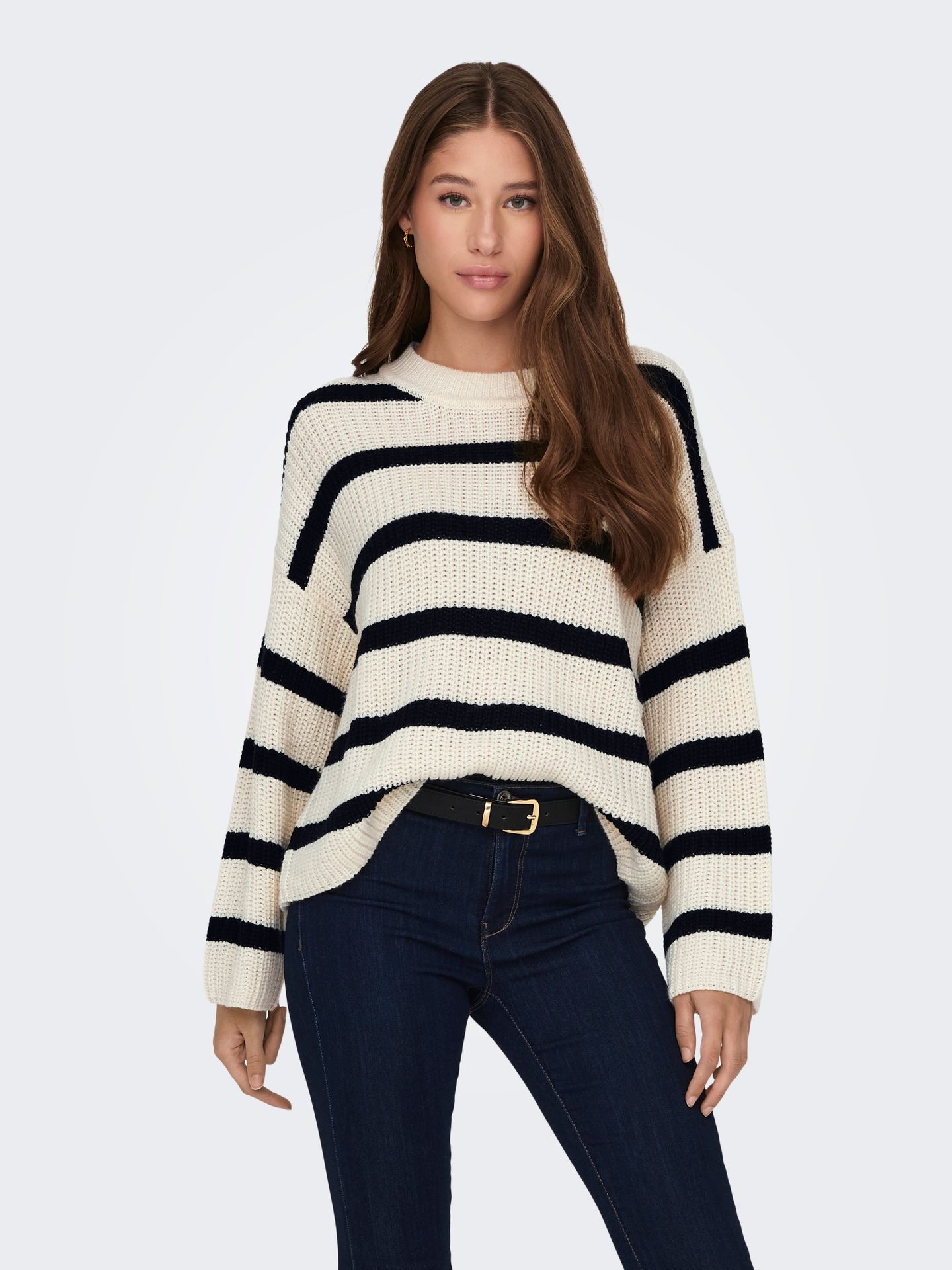 JDY JDYJUSTY L/S STRIPE PULLOVER KNT NO Eggnog/NATURE FUR 2900158509029