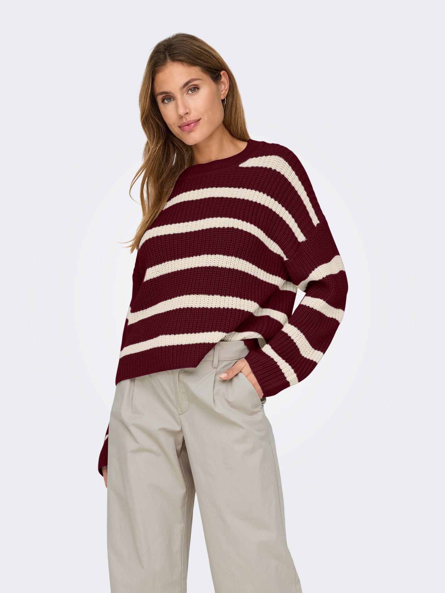 JDY JDYJUSTY L/S STRIPE PULLOVER KNT NO Cabernet/Melange 2900158511022