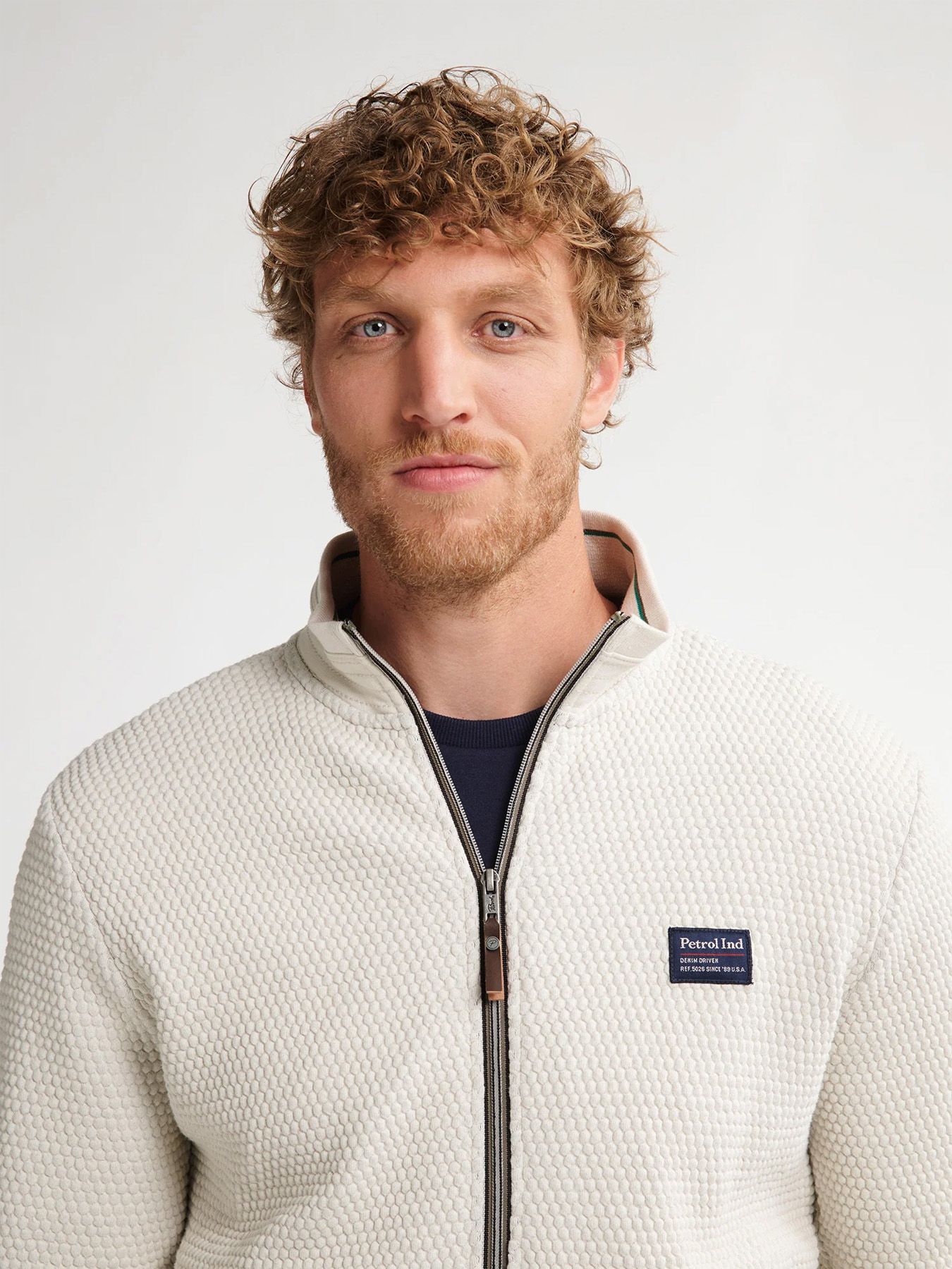 Petrol Industries Men Sweater Collar Zip 0009 antique white melee 2900158521076 Petrol Industries Men Sweater Collar Zip 0009 antique white melee 2900158521076