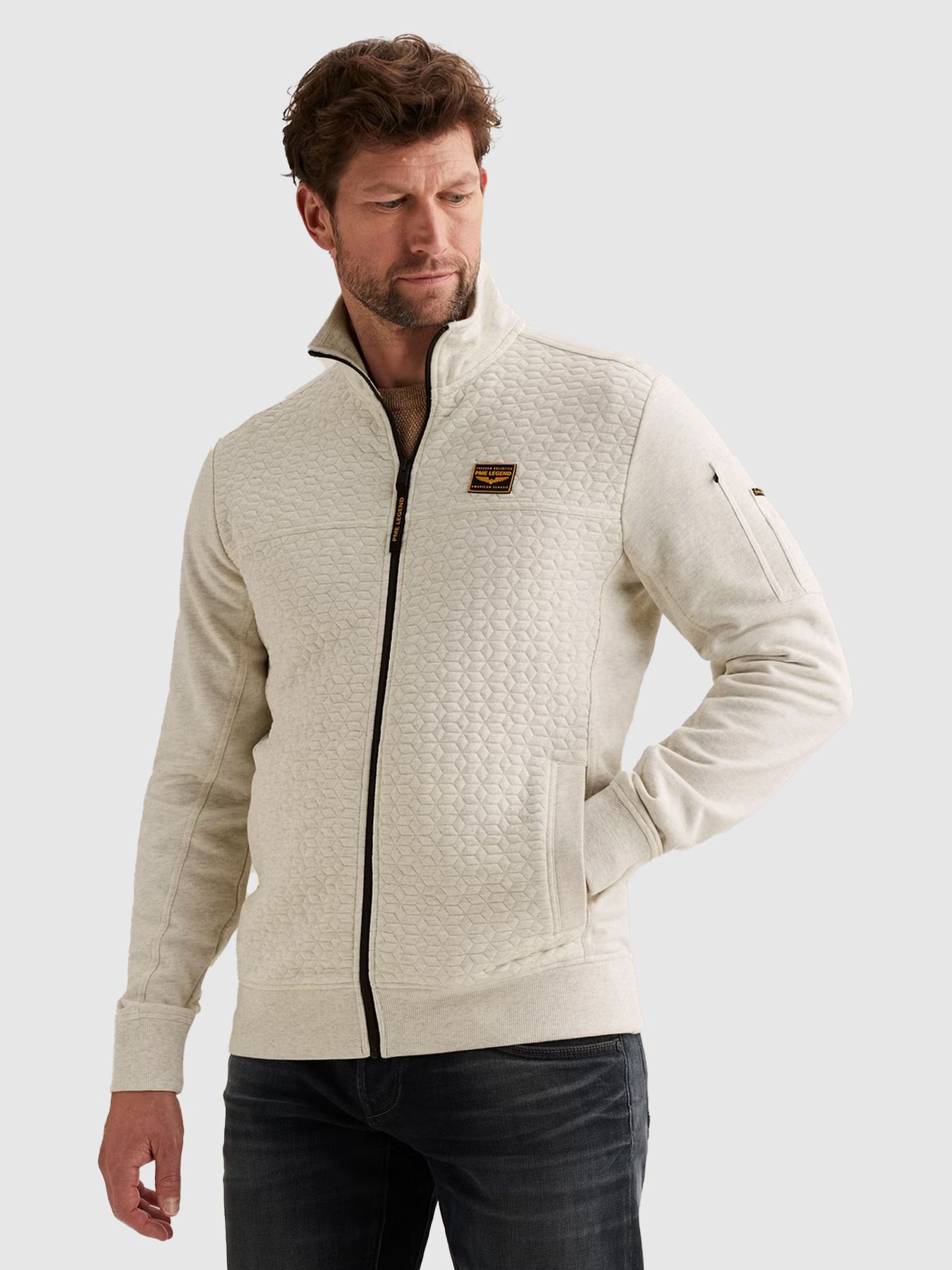 Pme Legend Zip jacket jacquard interlock fren Bone White Melee 00114267-910