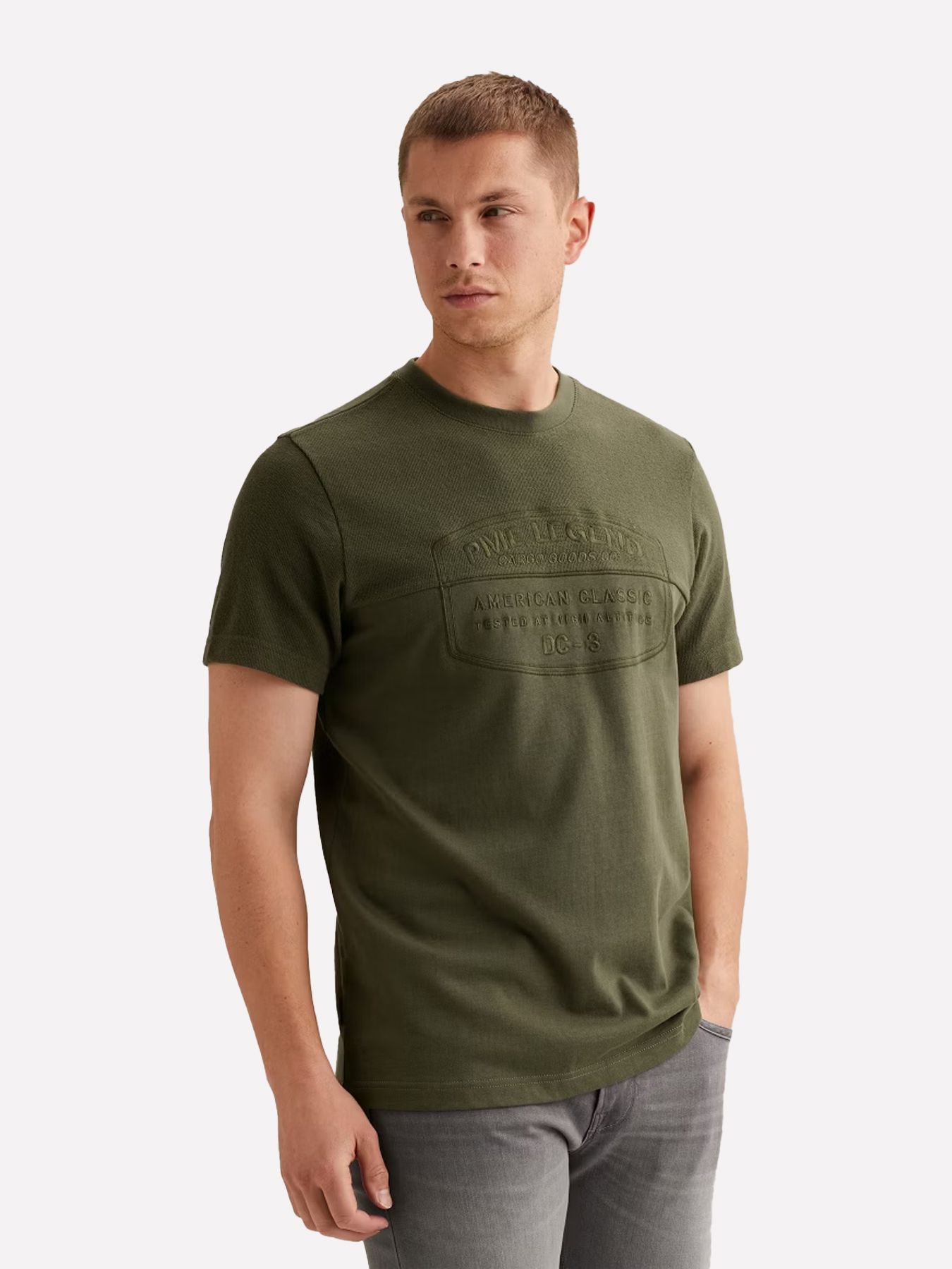 Pme Legend Short sleeve r-neck fabric mix gra Thyme 2900158558041