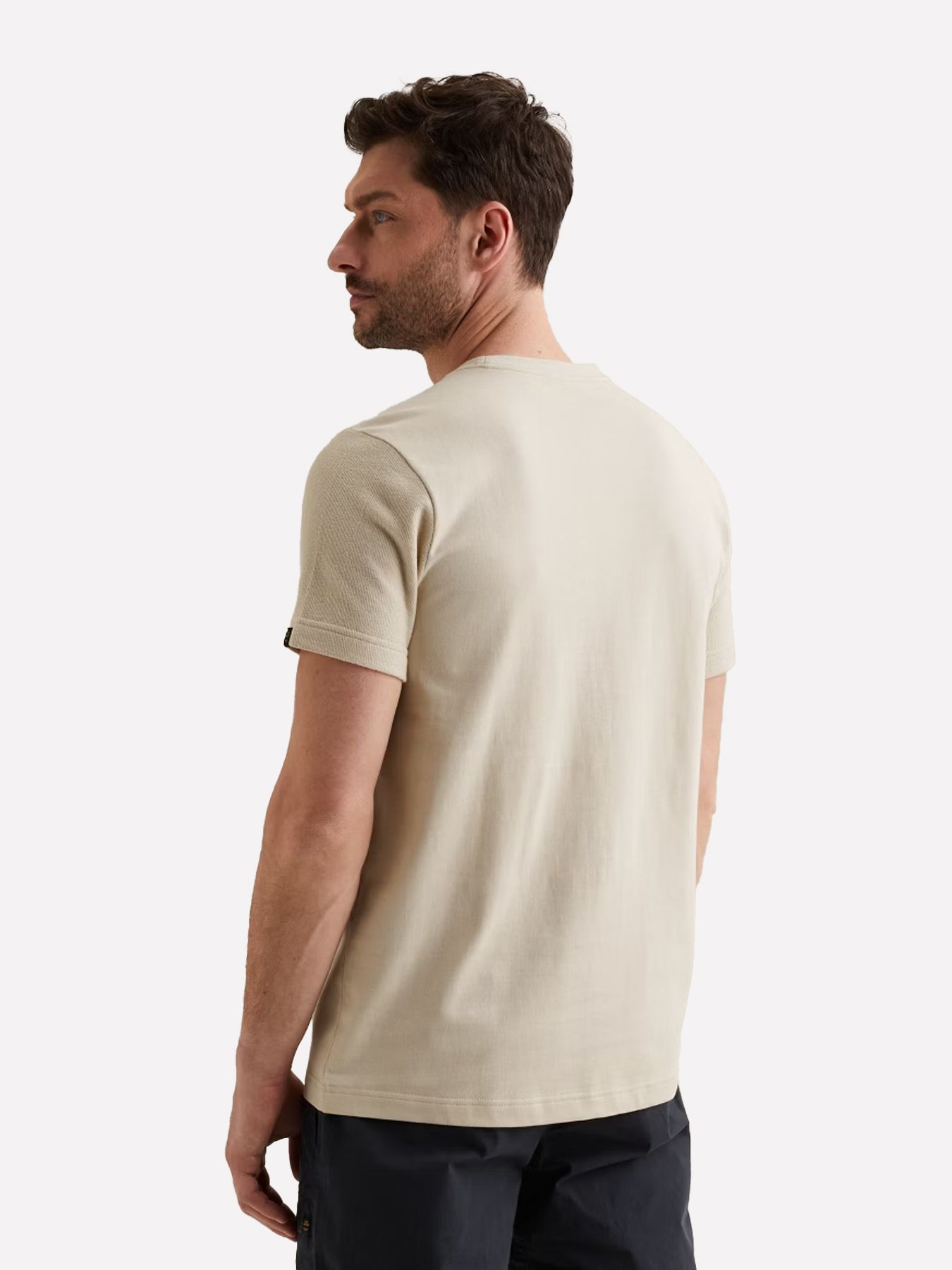 Pme Legend Short sleeve r-neck fabric mix gra Bone White 2900158559017