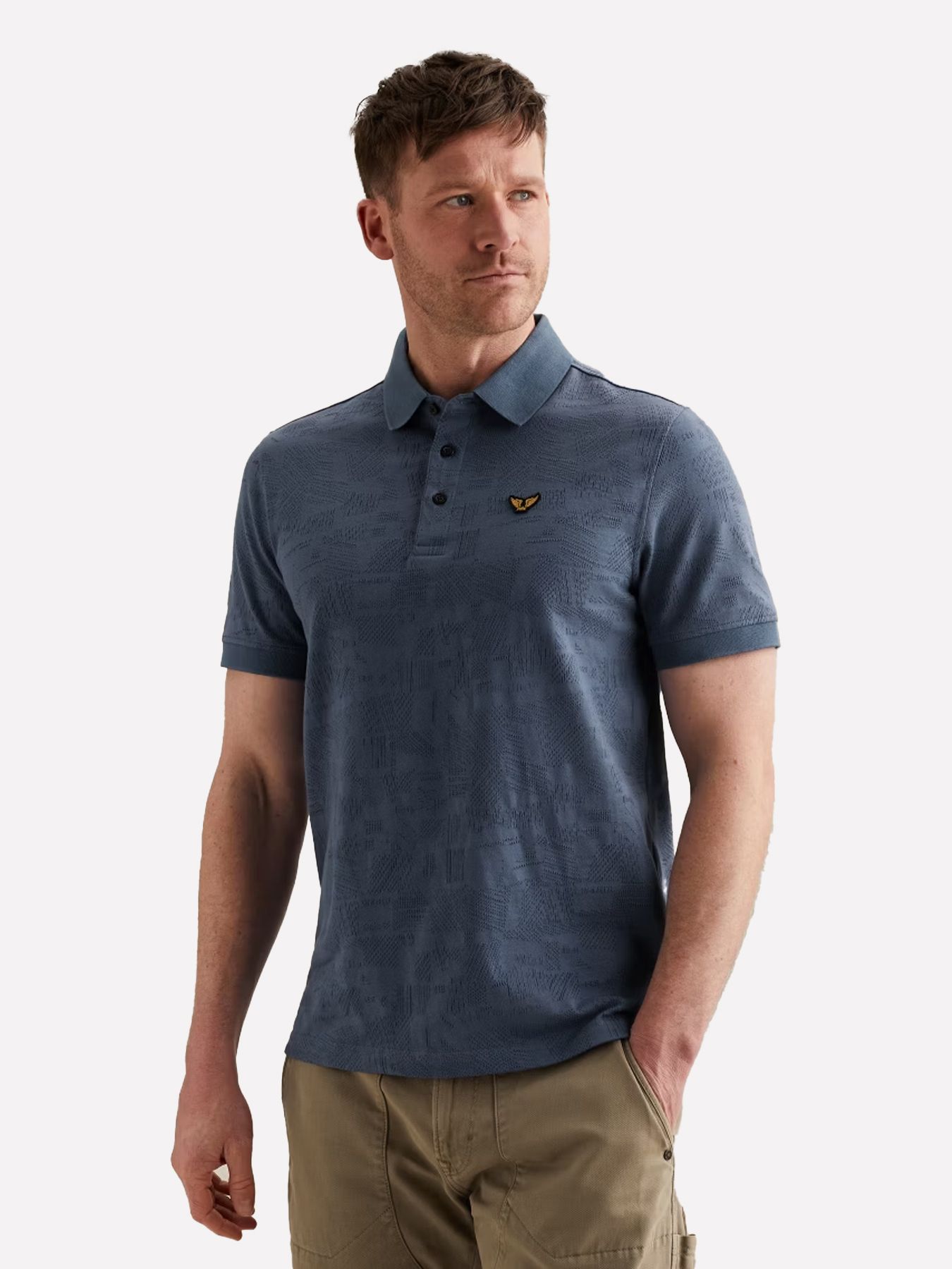 Pme Legend Short sleeve polo jacquard jersey Bijou Blue 00114279-5052