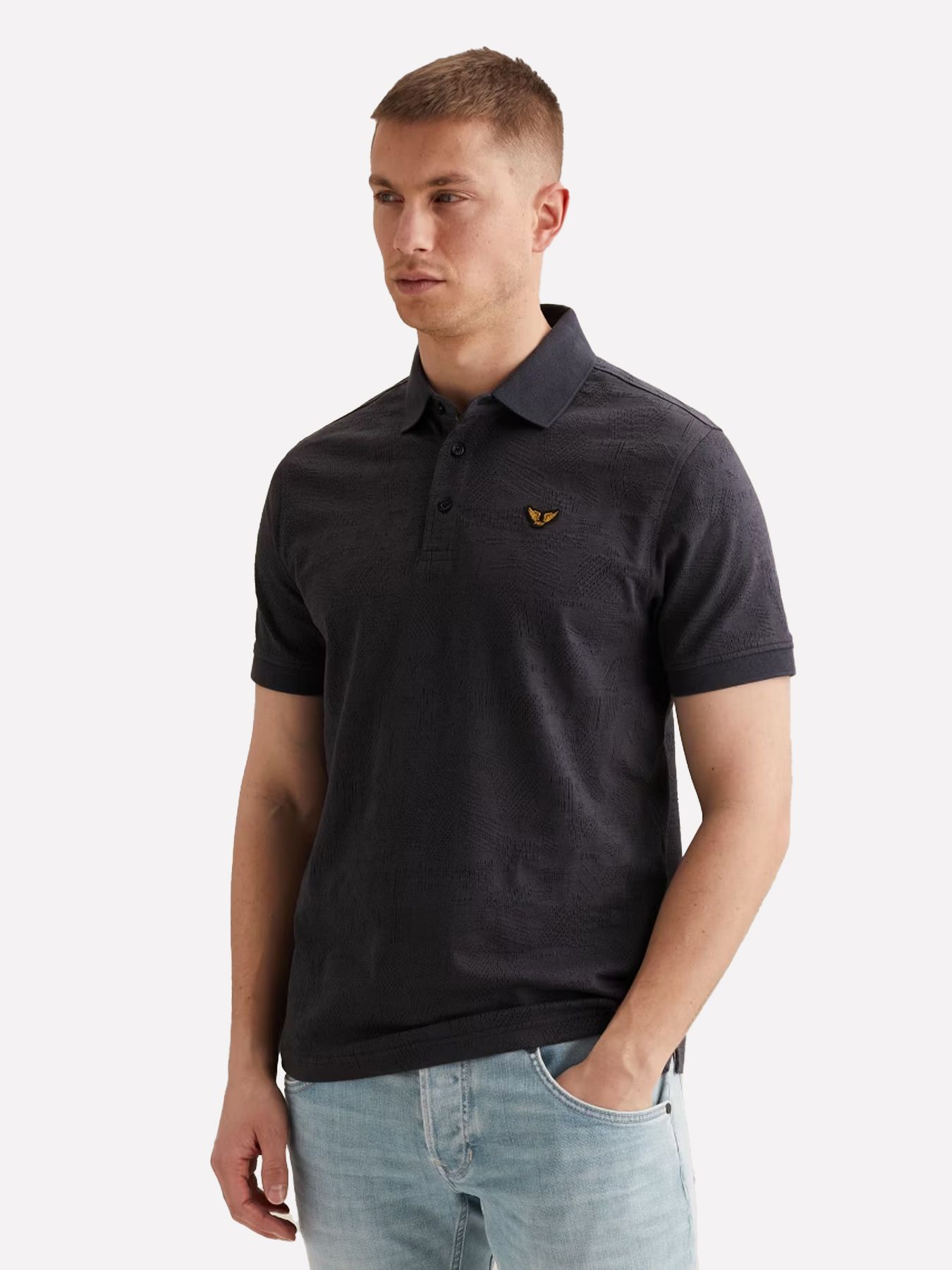 Pme Legend Short sleeve polo jacquard jersey Graphite 00114279-5278