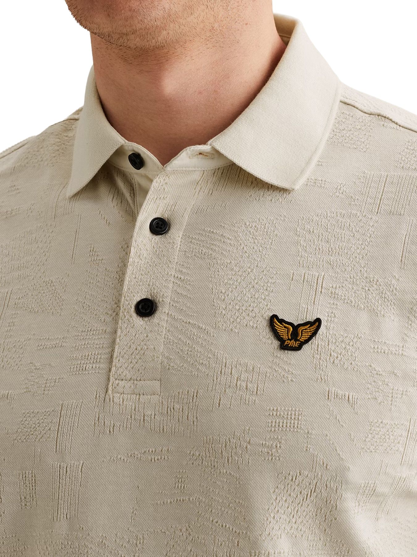 Pme Legend Short sleeve polo jacquard jersey Bone White 2900158577059