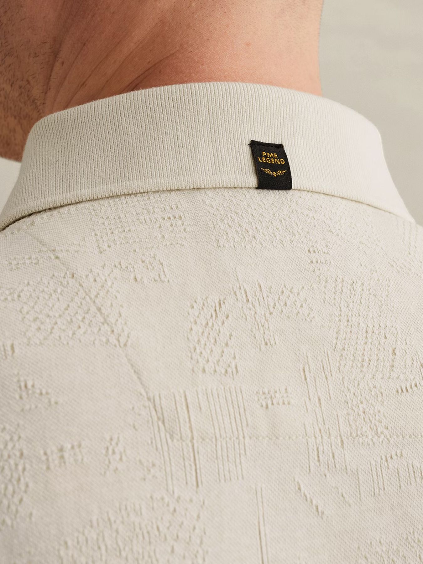 Pme Legend Short sleeve polo jacquard jersey Bone White 2900158577059