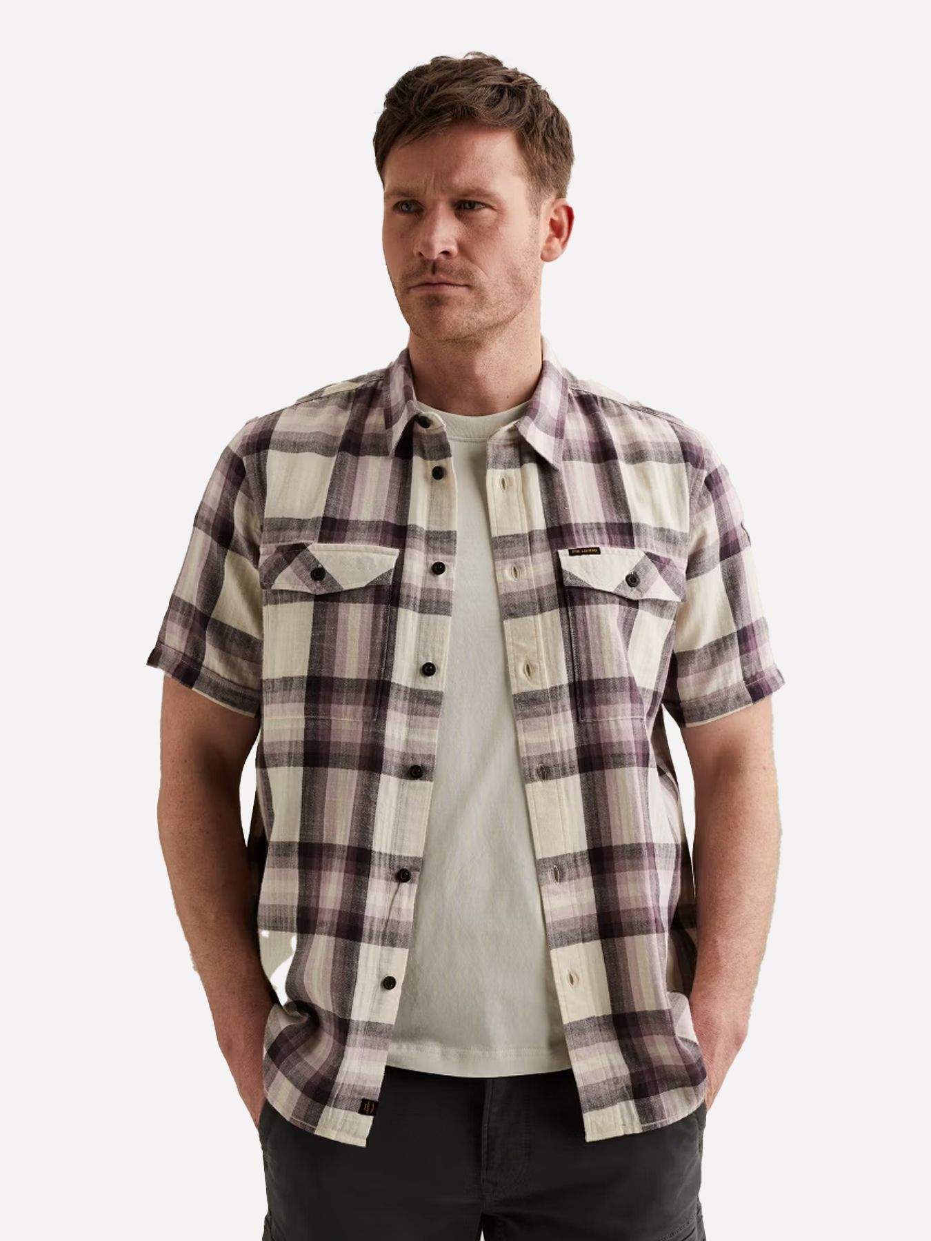 Pme Legend Short Sleeve Shirt Slub Herringbon Moonscape 00114286-4323