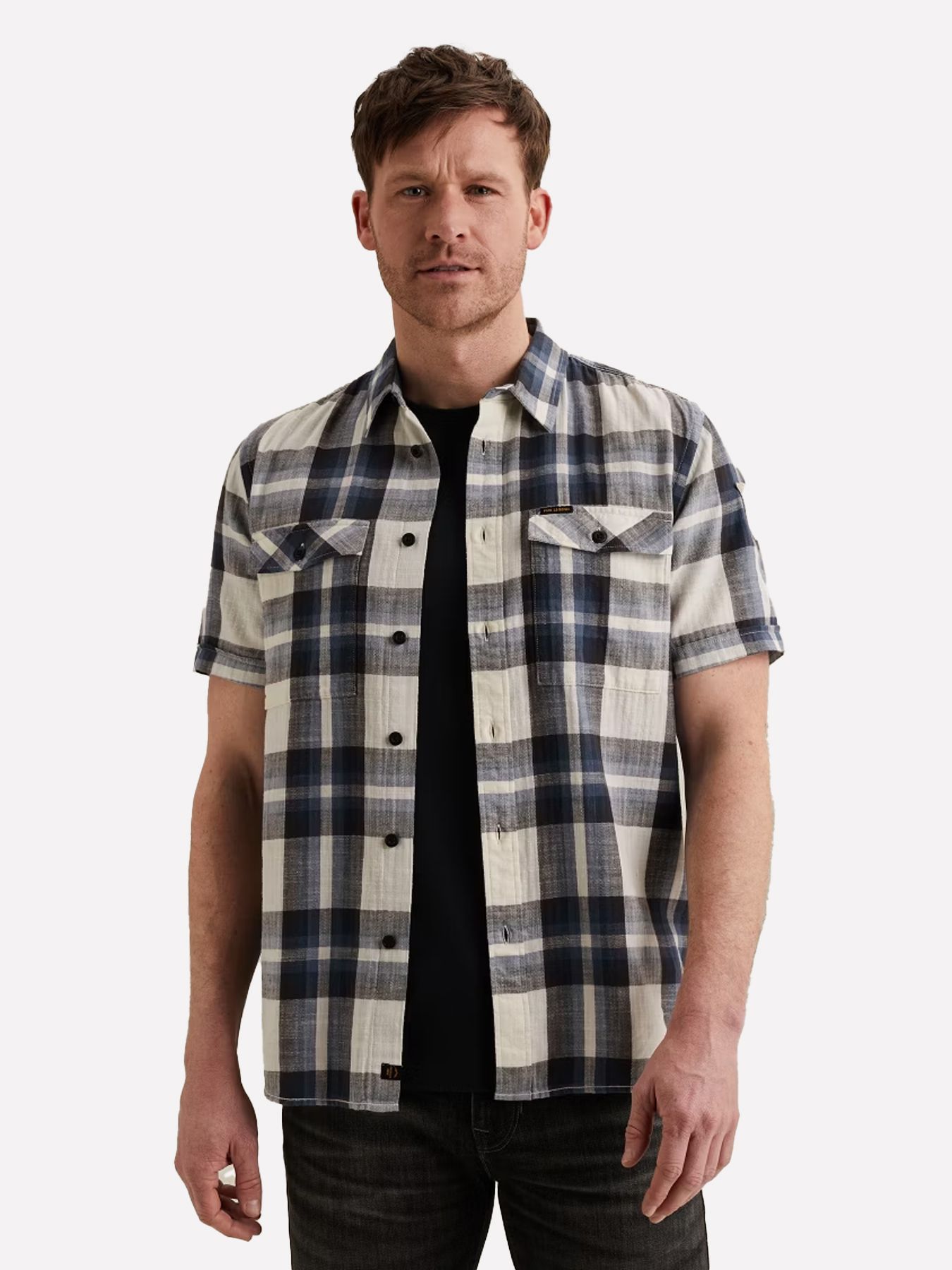 Pme Legend Short Sleeve Shirt Slub Herringbon Sargasso Sea 00114286-5332