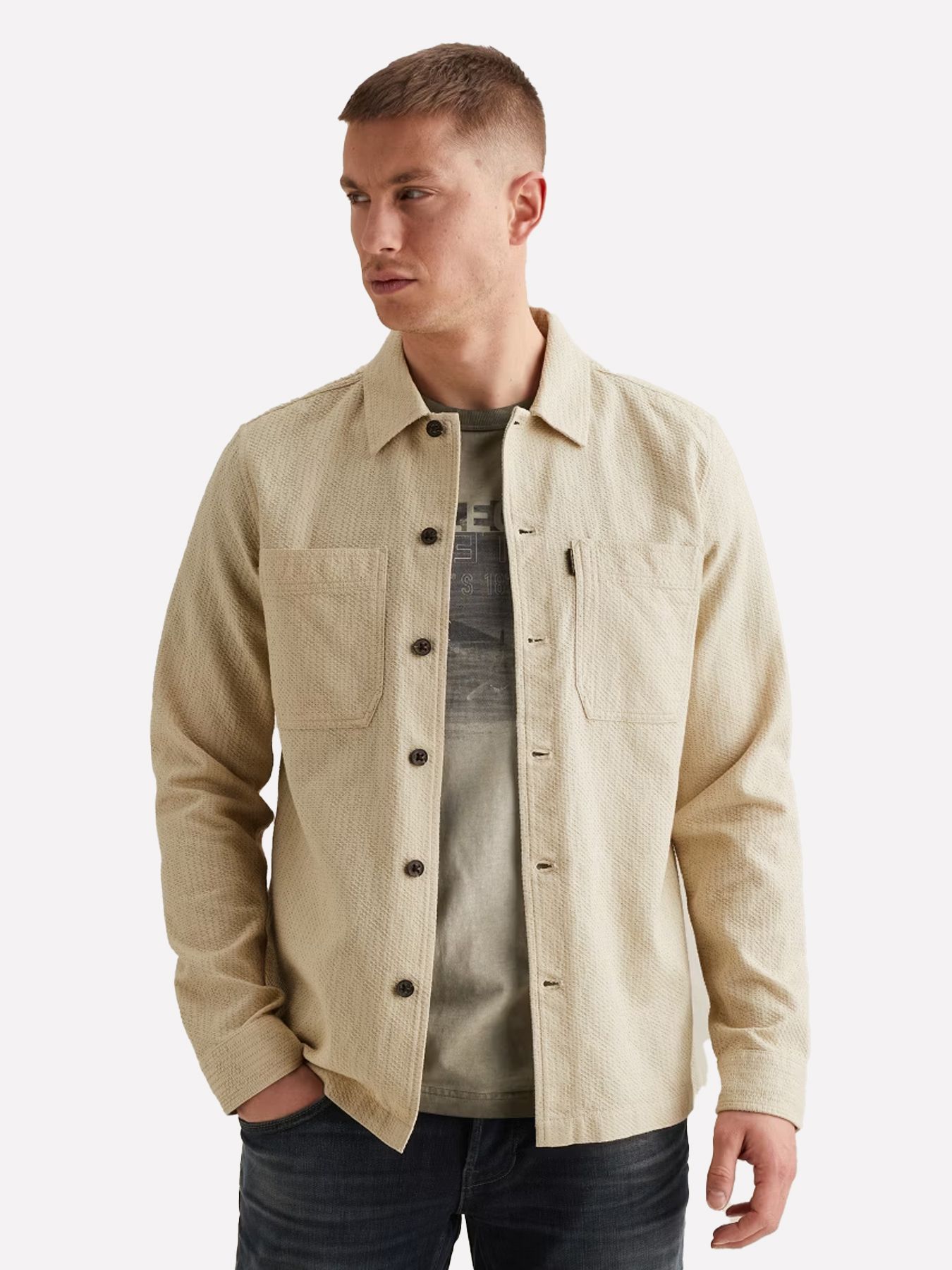 Pme Legend LONG SLEEVE SHIRT Dobby Structure Bone White 00114290-7013