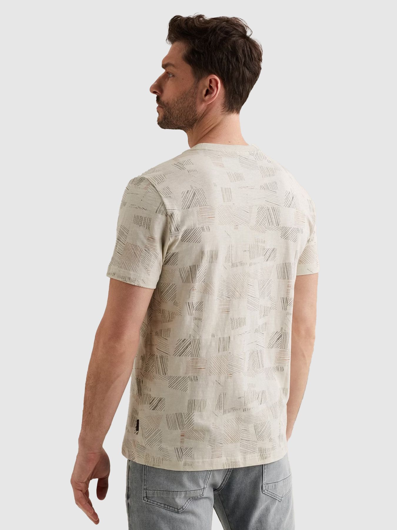 Pme Legend Short sleeve r-neck aop cotton slu Bone White 00114295-7013