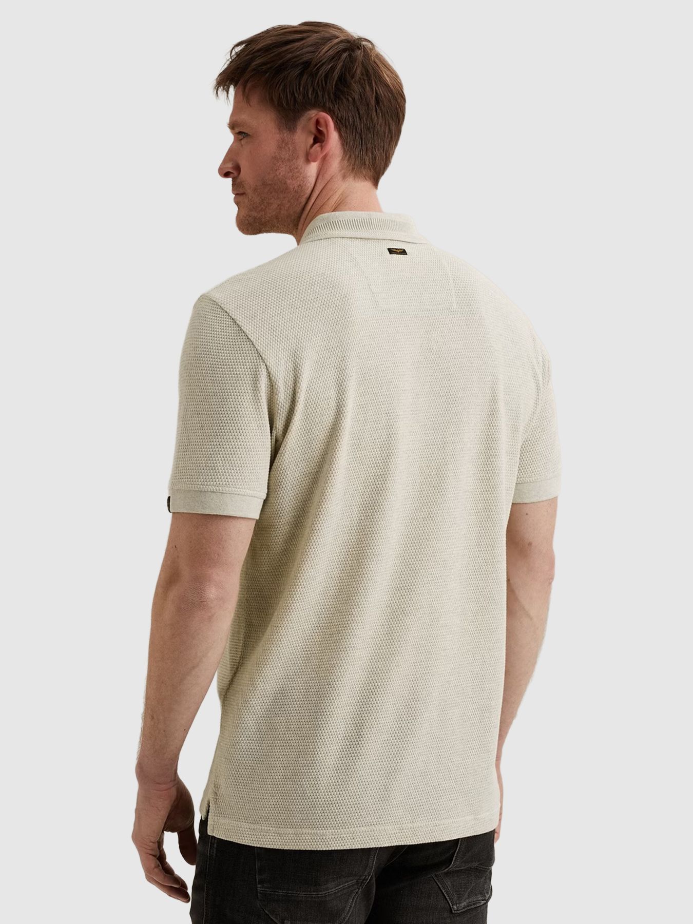 Pme Legend Short sleeve polo popcorn jersey Bone White 00114305-7013