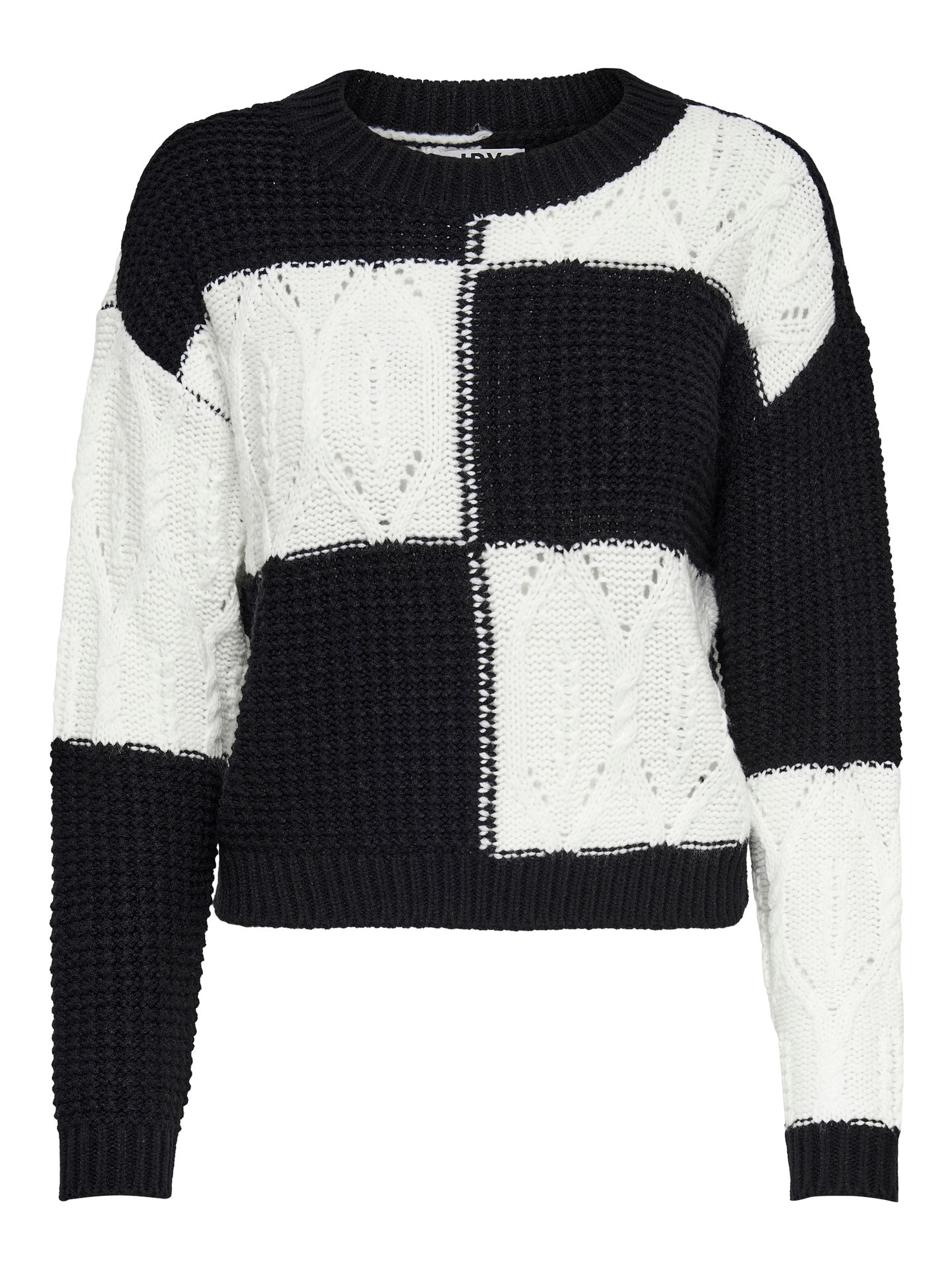 JDY JDYJUSTY L/S MIX STRUC PULLOVER KNT Black/With Clara Leo 2900158669013