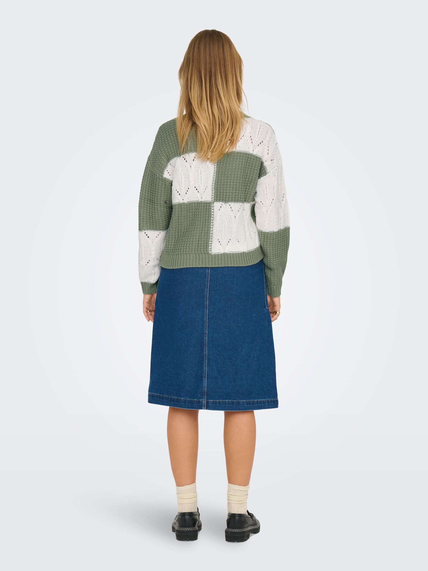 JDY JDYJUSTY L/S MIX STRUC PULLOVER KNT Sea Spray/CLOUD DANCER 2900158670019