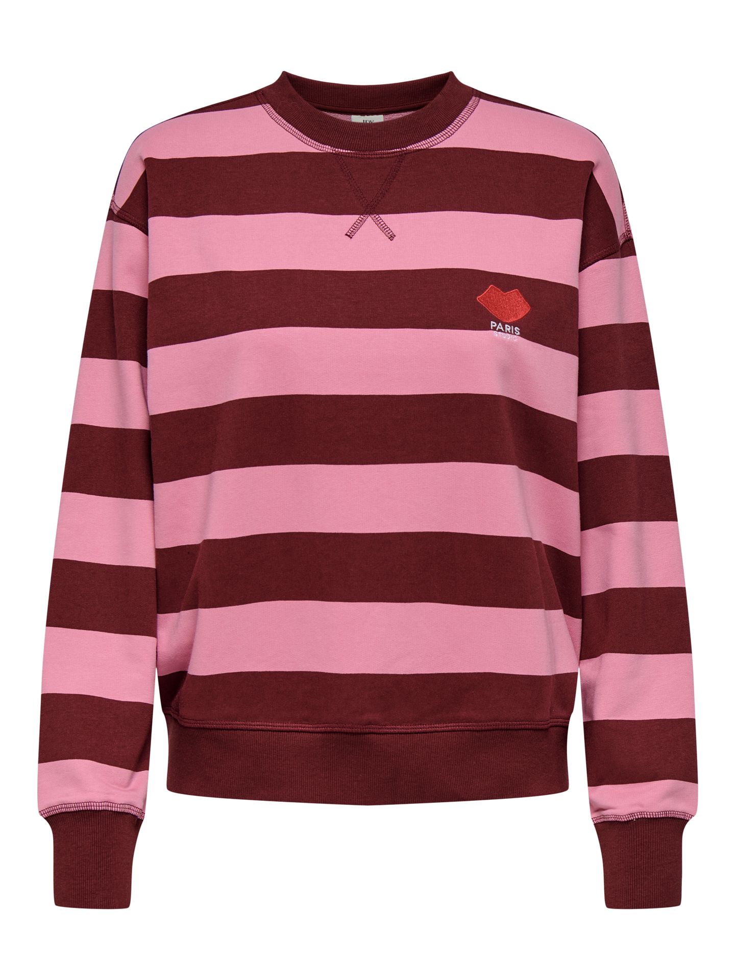JDY JDYBOOGIE L/S SWEAT JRS Cashmere Rose/CABERNET STRIPES + MA 00114318-EKA26011400003055