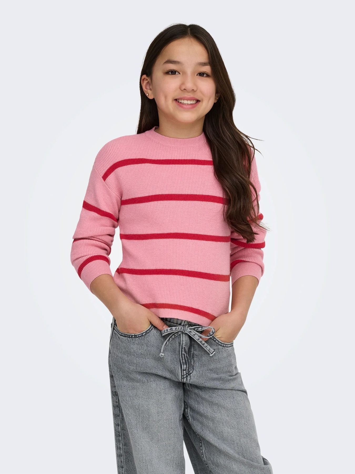 Kids Only KOGFRANCA LIFE SHORT L/S STRIPE KNT Sea Pink/SMALL STRIPE Salsa 00114321-EKA26011400003054