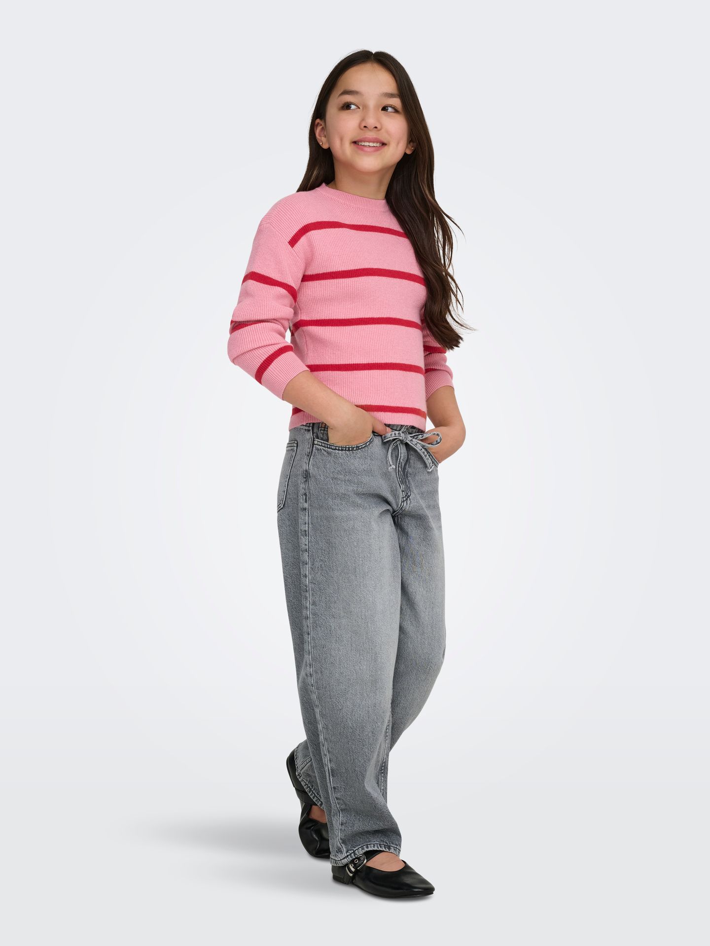 Kids Only KOGFRANCA LIFE SHORT L/S STRIPE KNT Sea Pink/SMALL STRIPE Salsa 2900158685037