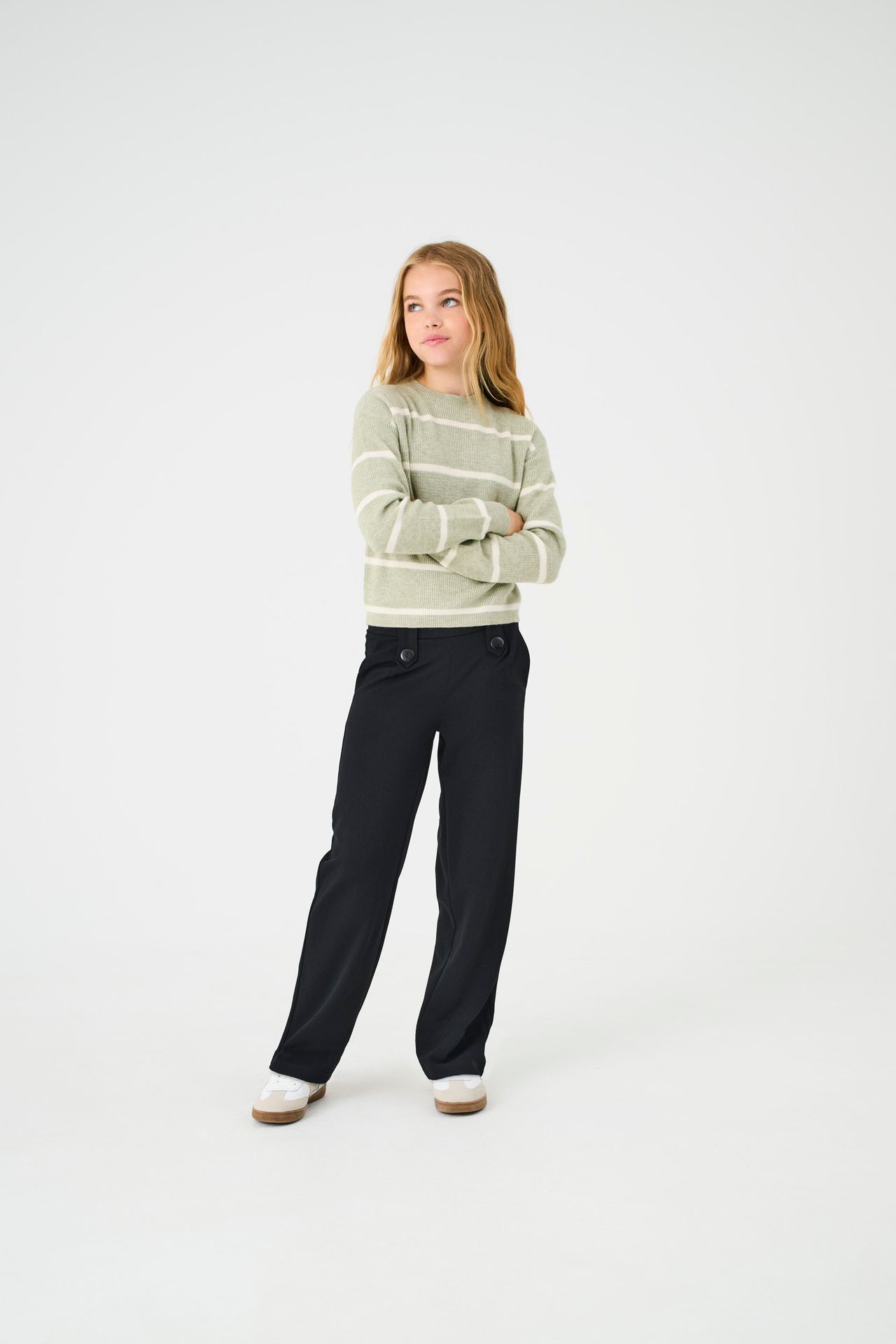 Kids Only KOGFRANCA LIFE SHORT L/S STRIPE KNT Desert Sage/SMALL STRIPE Birch 2900160770035