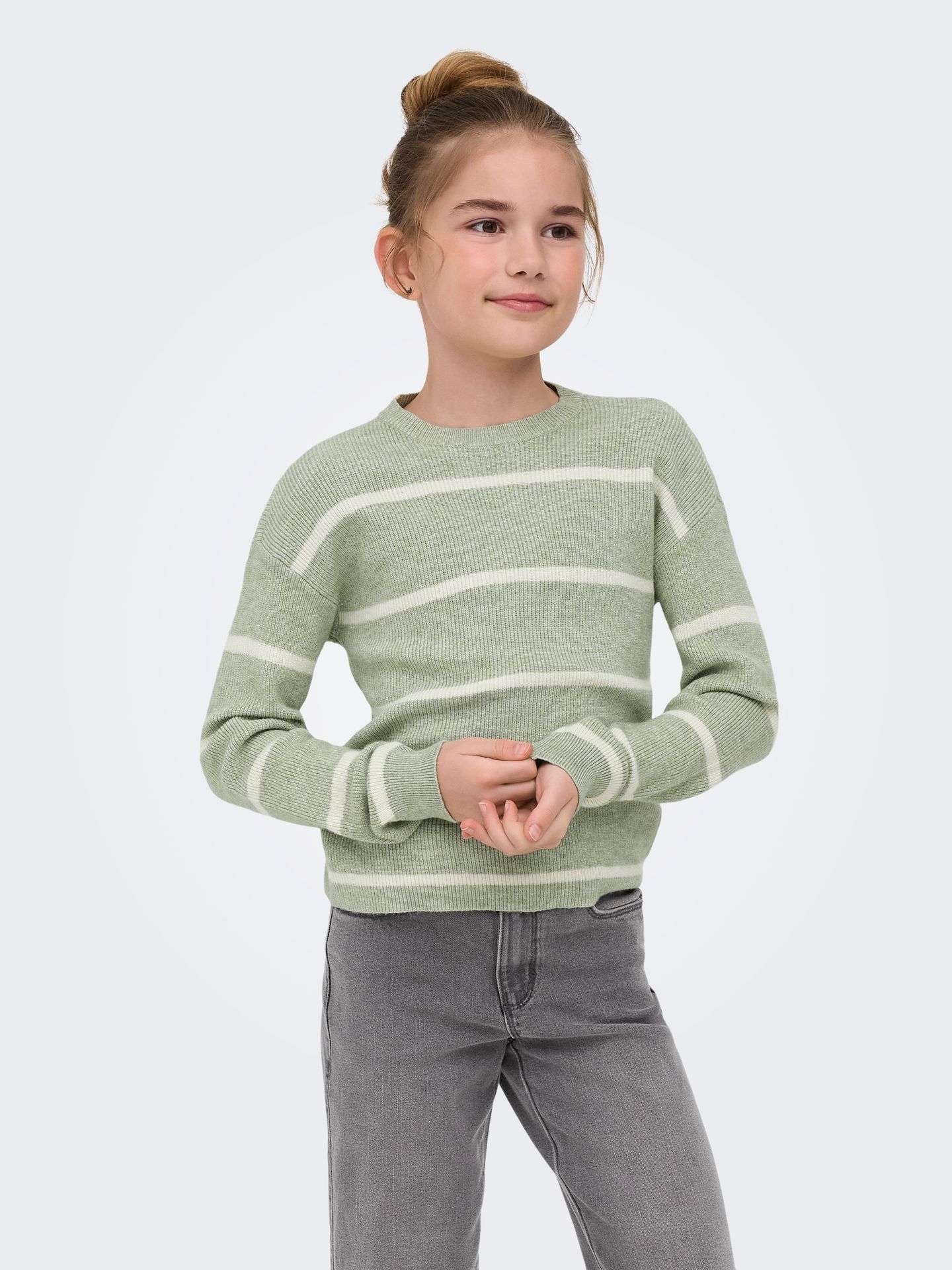 Kids Only KOGFRANCA LIFE SHORT L/S STRIPE KNT Desert Sage/SMALL STRIPE Birch 2900160770035