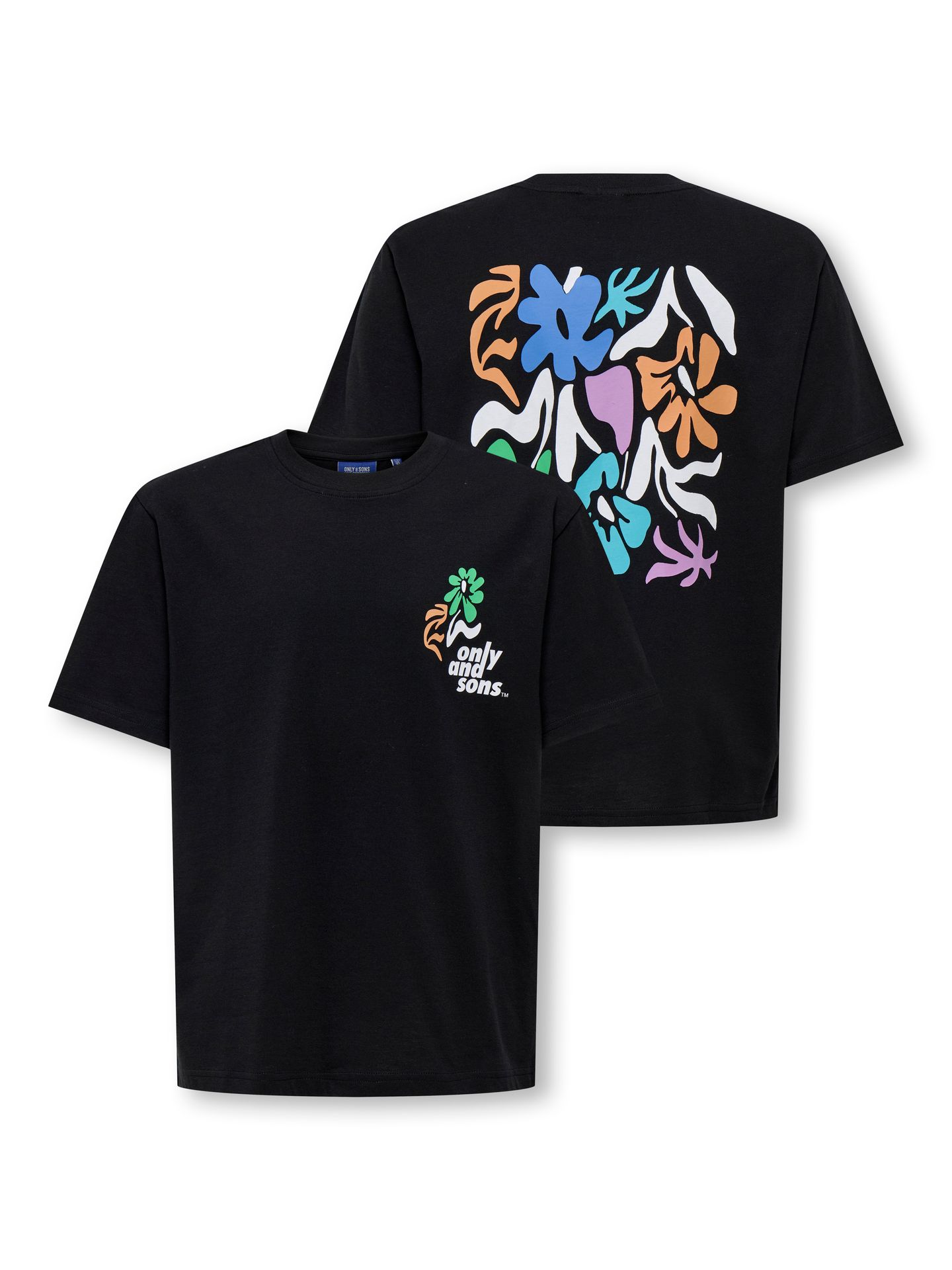 Only & Sons OSJFRED LAURENT FLOW.  RLX SS JRS N Black/LEAF 2900158687024 Only & Sons OSJFRED LAURENT FLOW.  RLX SS JRS N Black/LEAF 2900158687024