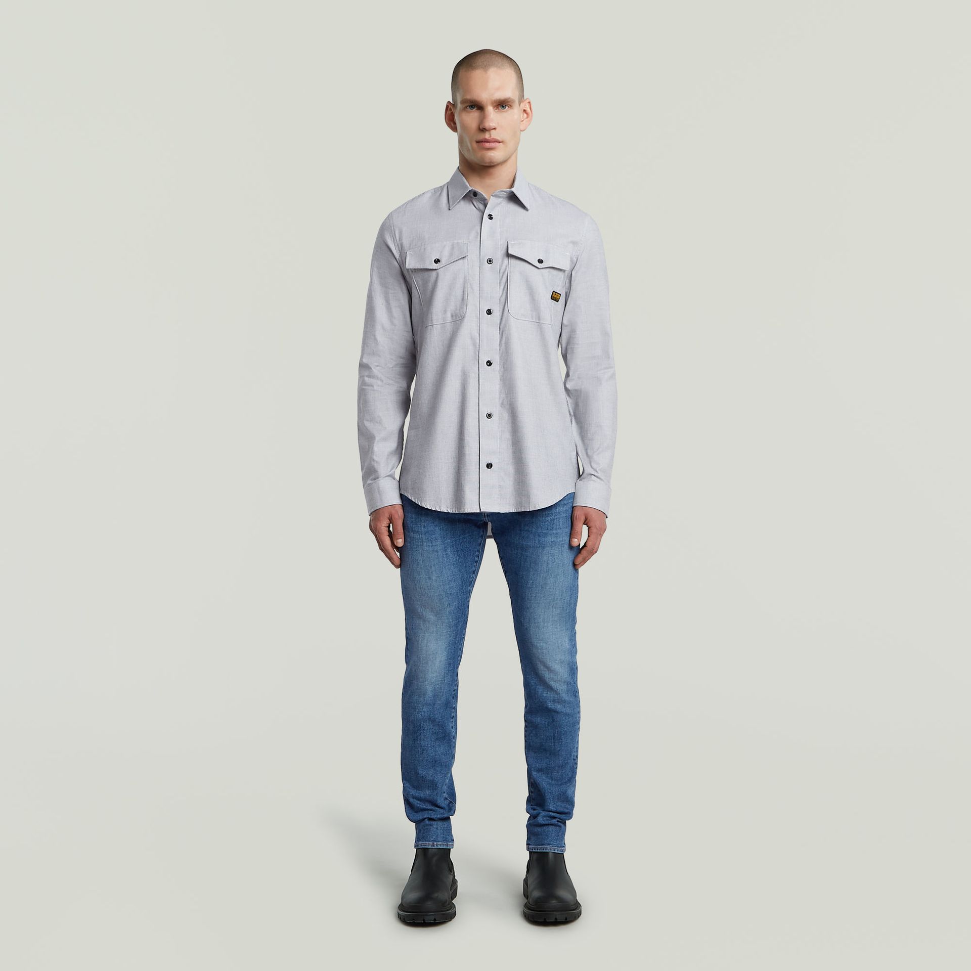G-star Raw Marine Slim Shirt l\s H511 salute/white oxford 2900158724064