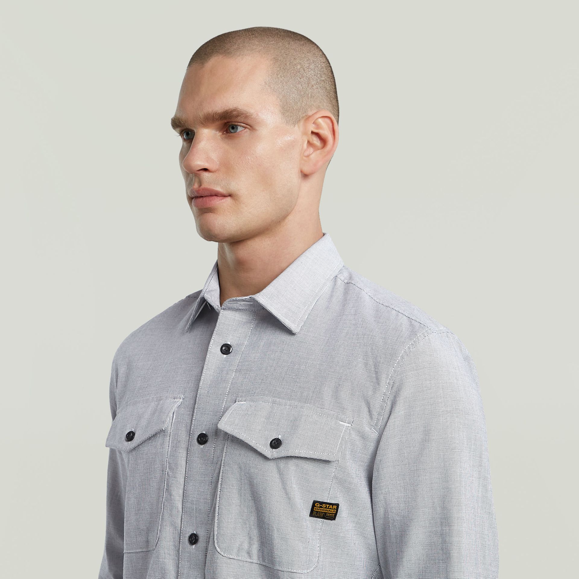 G-star Raw Marine Slim Shirt l\s H511 salute/white oxford 2900158724064