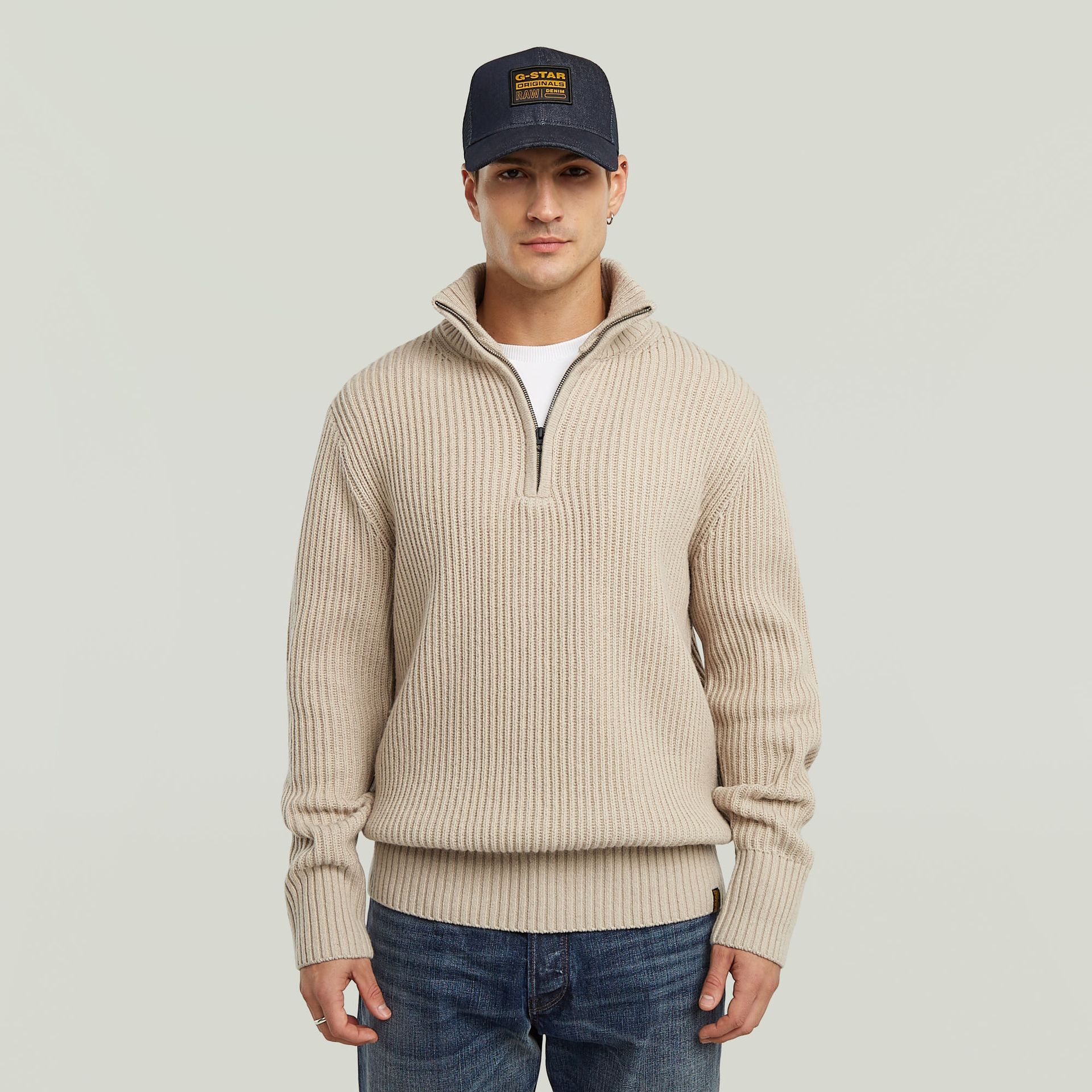 G-star Raw Essential half zip knit 1214 dk brick 2900158730041