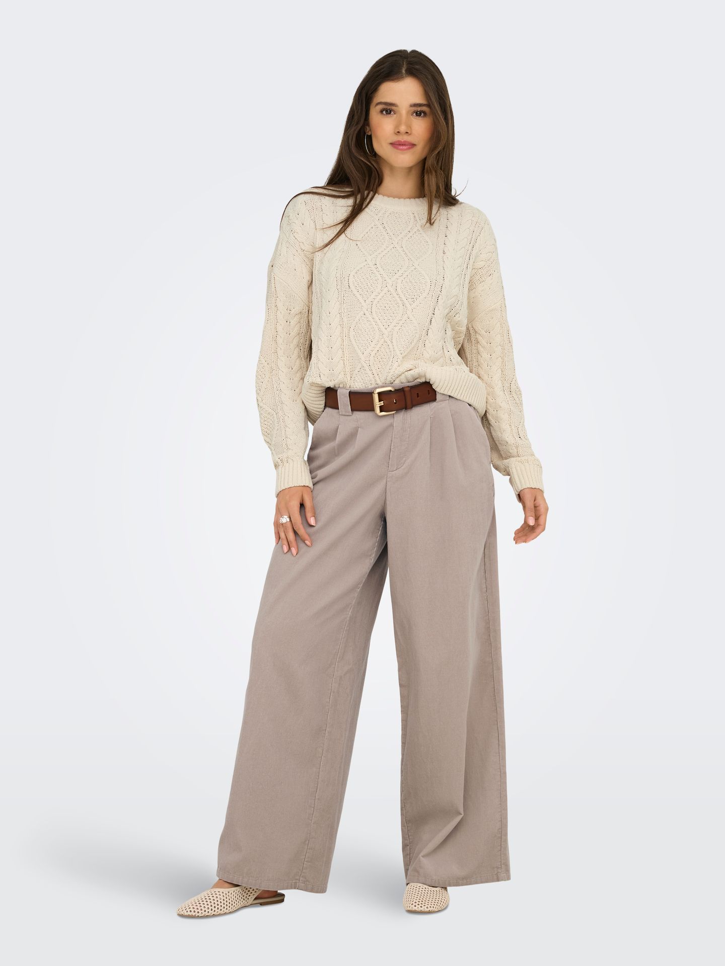 Only ONLELLY LIFE LS CABLE O-NECK CC KNT Birch 2900158749043