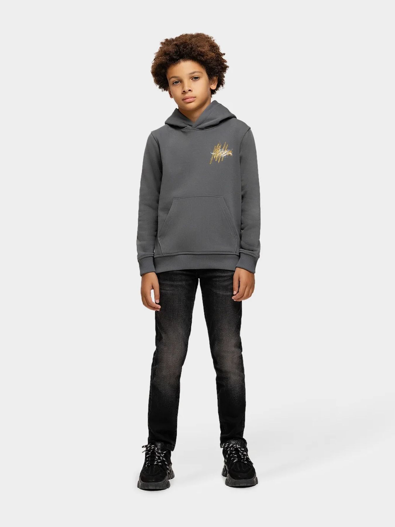 Malelions Junior Splash hoodie Antracit/light orange 00114358-719
