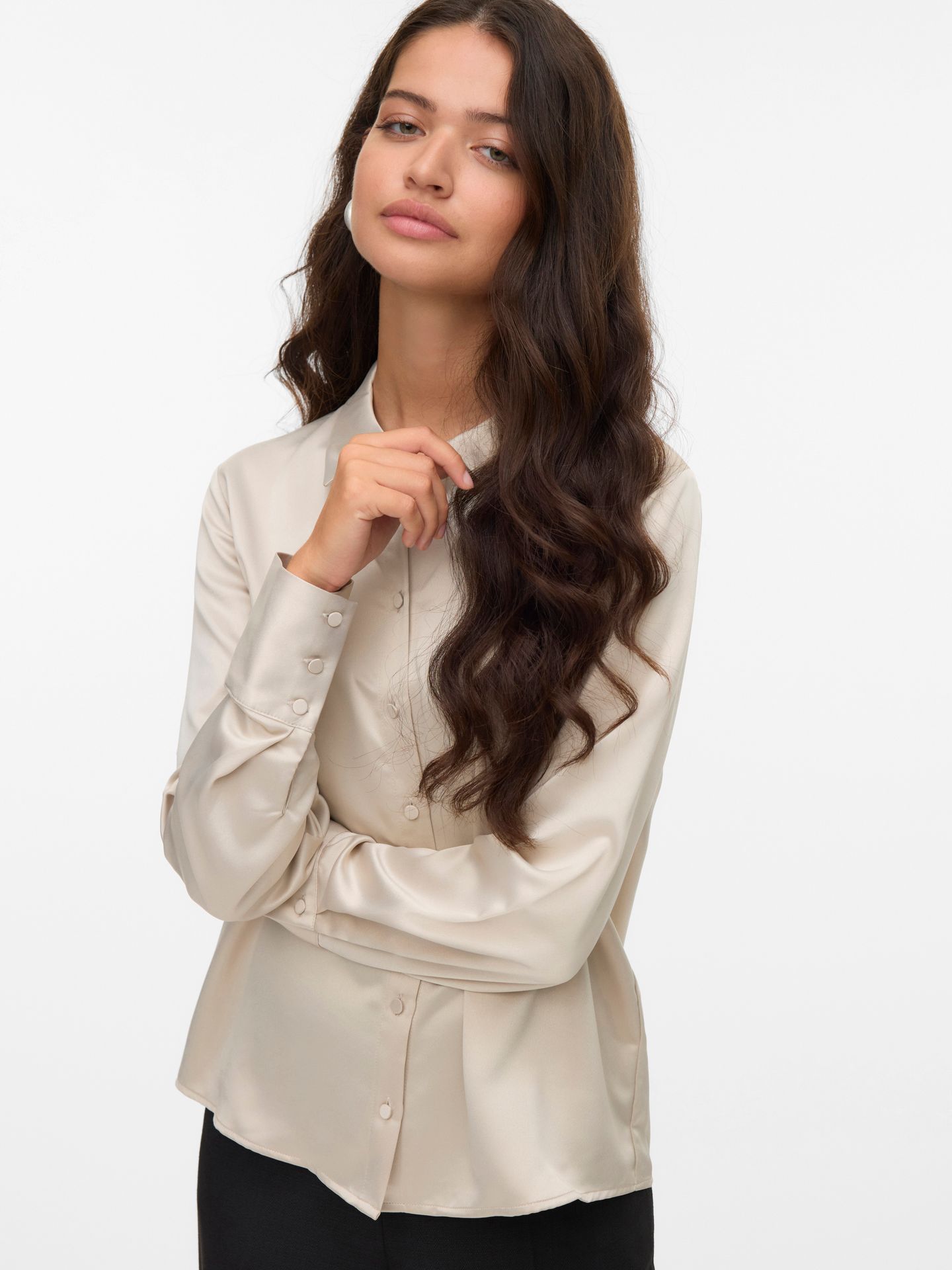 Vero Moda VMMERLE LS SHIRT WVN GA NOOS Pumice Stone 00114363-EKA26011400001954