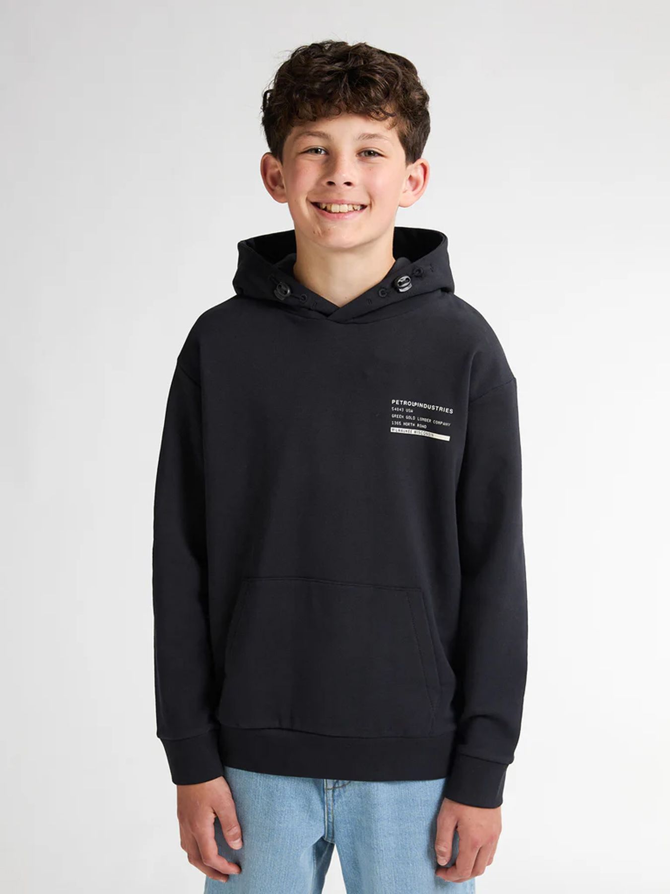 Petrol Industries Boys Sweater Hooded Print 9111 deep black 2900158780053