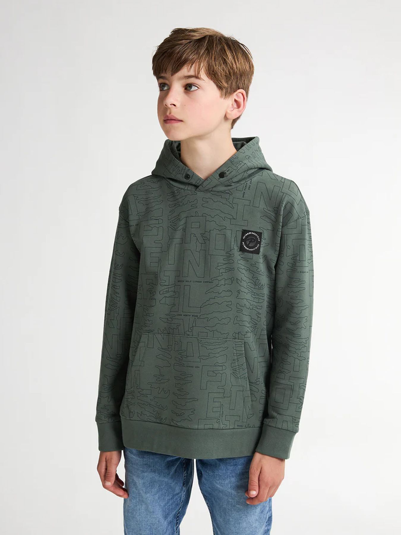 Petrol Industries Boys Sweater Hooded AOP 6178 green smoke 2900158781012