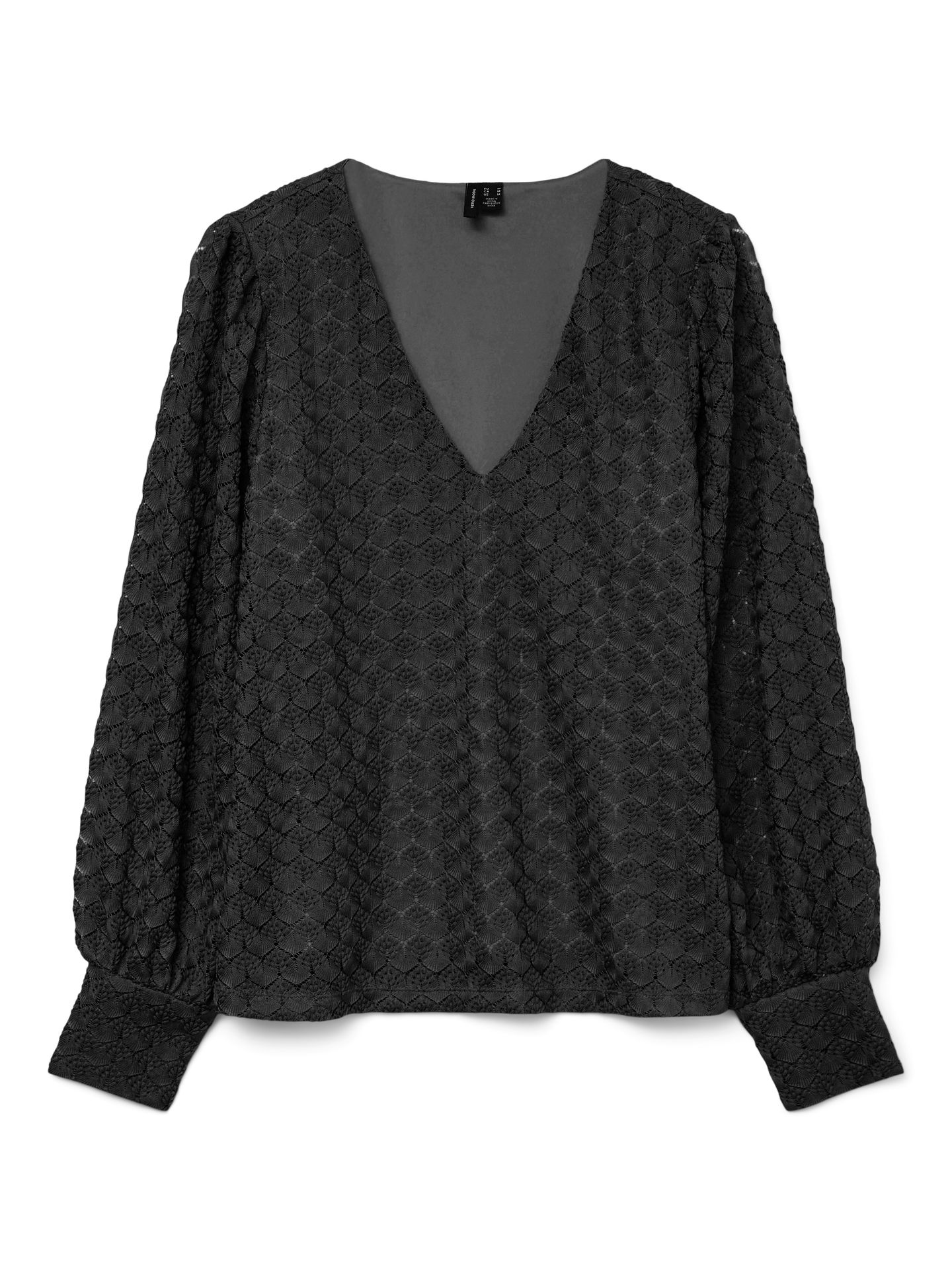 Vero Moda VMBECCA LS V-NECK LACE TOP JRS NOOS Black 00114382-EKA26011400000025