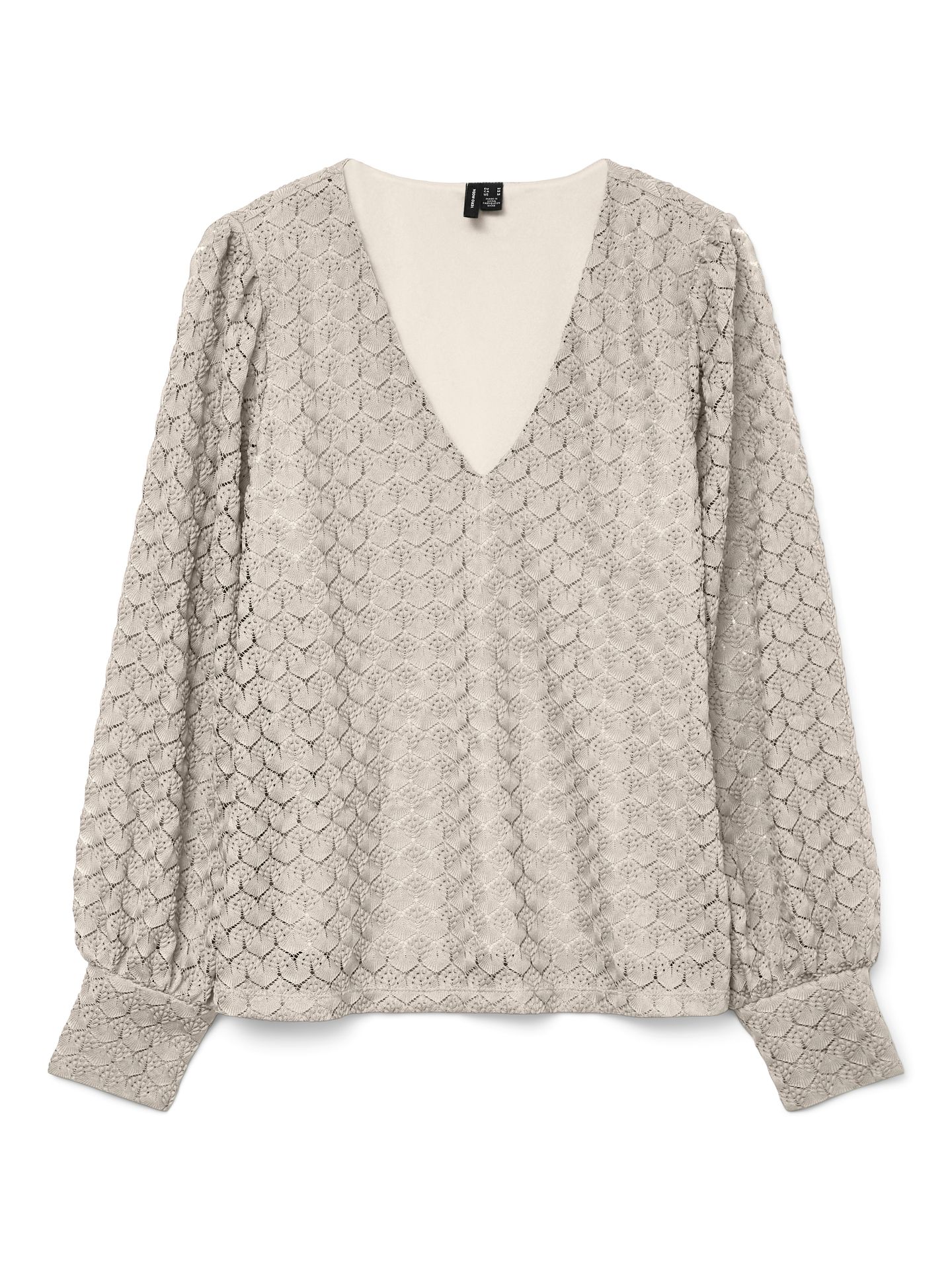 Vero Moda VMBECCA LS V-NECK LACE TOP JRS NOOS Pumice Stone 00114382-EKA26011400001954