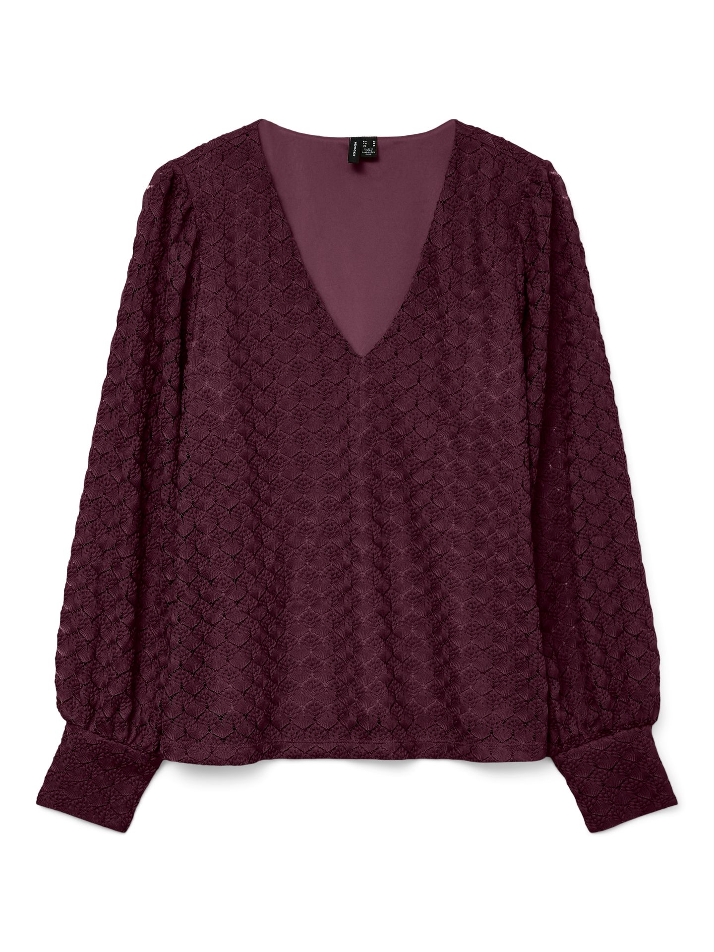 Vero Moda VMBECCA LS V-NECK LACE TOP JRS NOOS Winetasting 00114382-EKA26011400003045