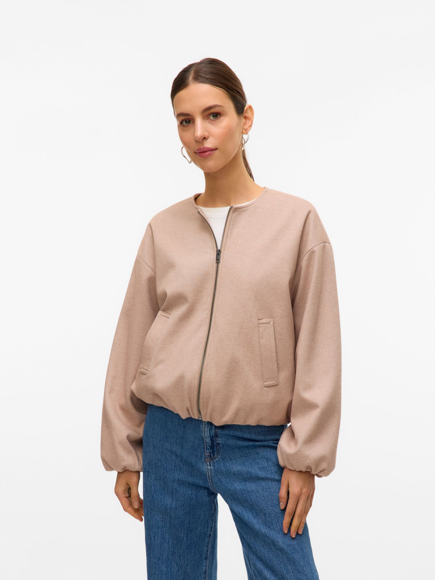 Vero Moda VMTILIKA LS BRUSHED JACKET ENT Silver Mink/LEOPARD 00114383-EKA26011400000702