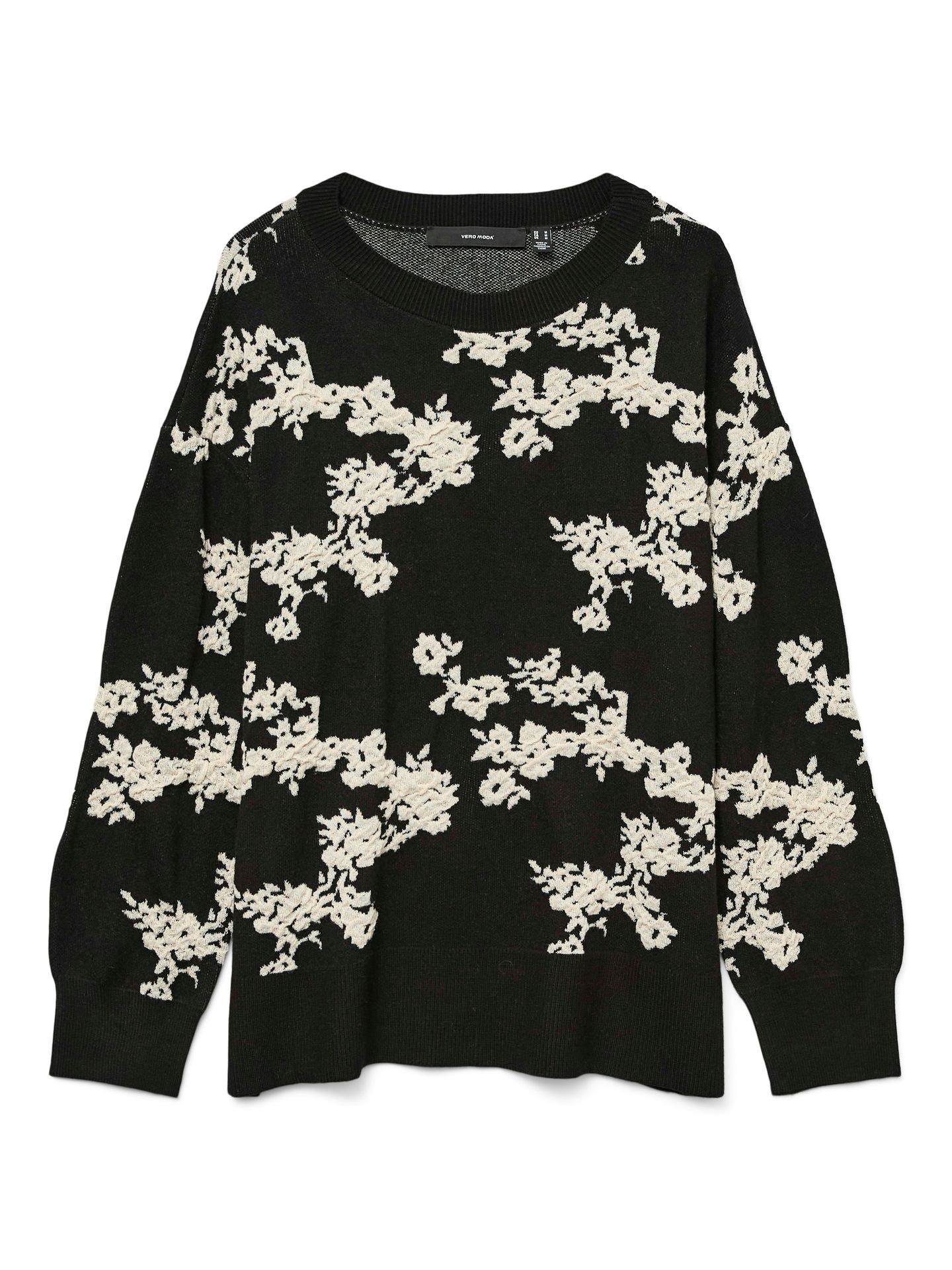 Vero Moda VMNANCY LS O-NECK LONG PULLOVER BOO Black/W. BIRCH 2900158837016
