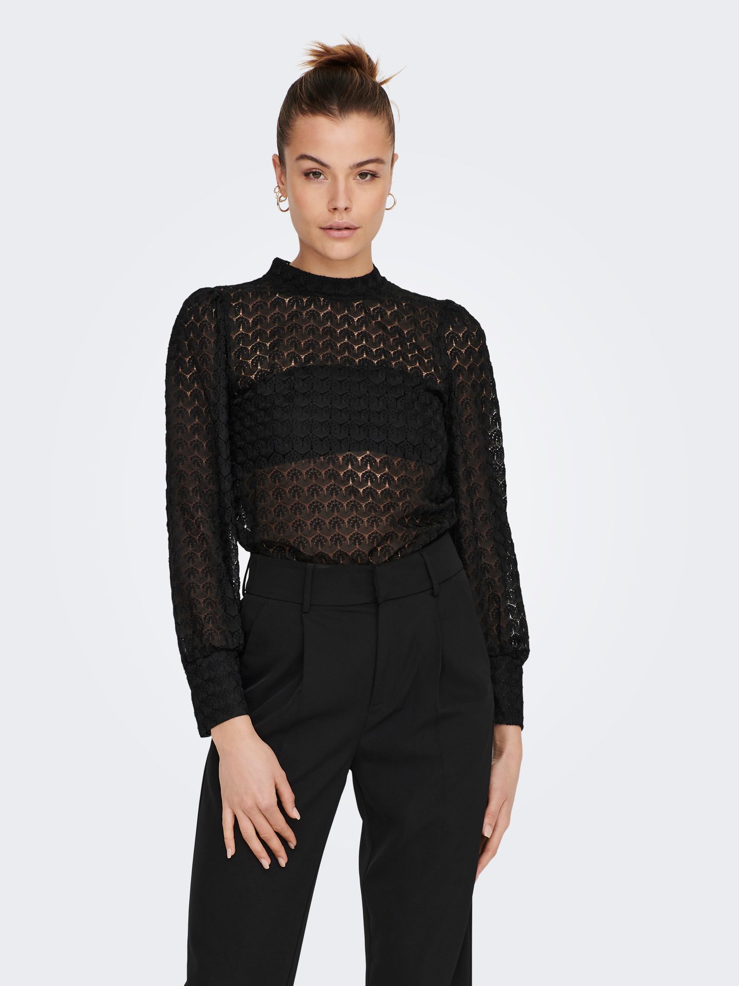 JDY JDYAVERY L/S LACE TOP JRS NOOS Black 2900158846063