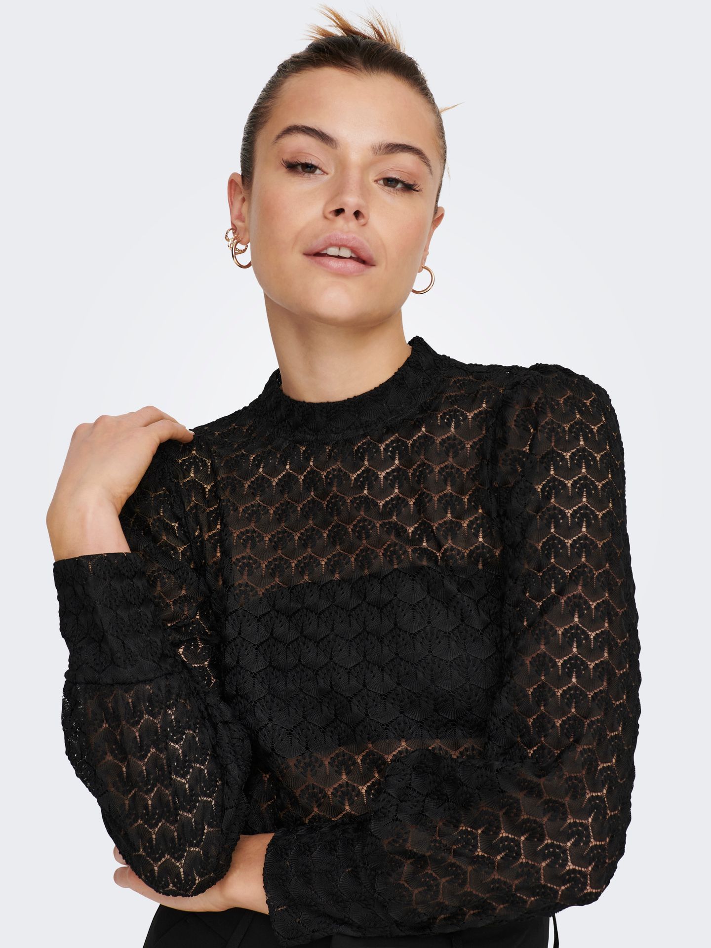 JDY JDYAVERY L/S LACE TOP JRS NOOS Black 2900158846032